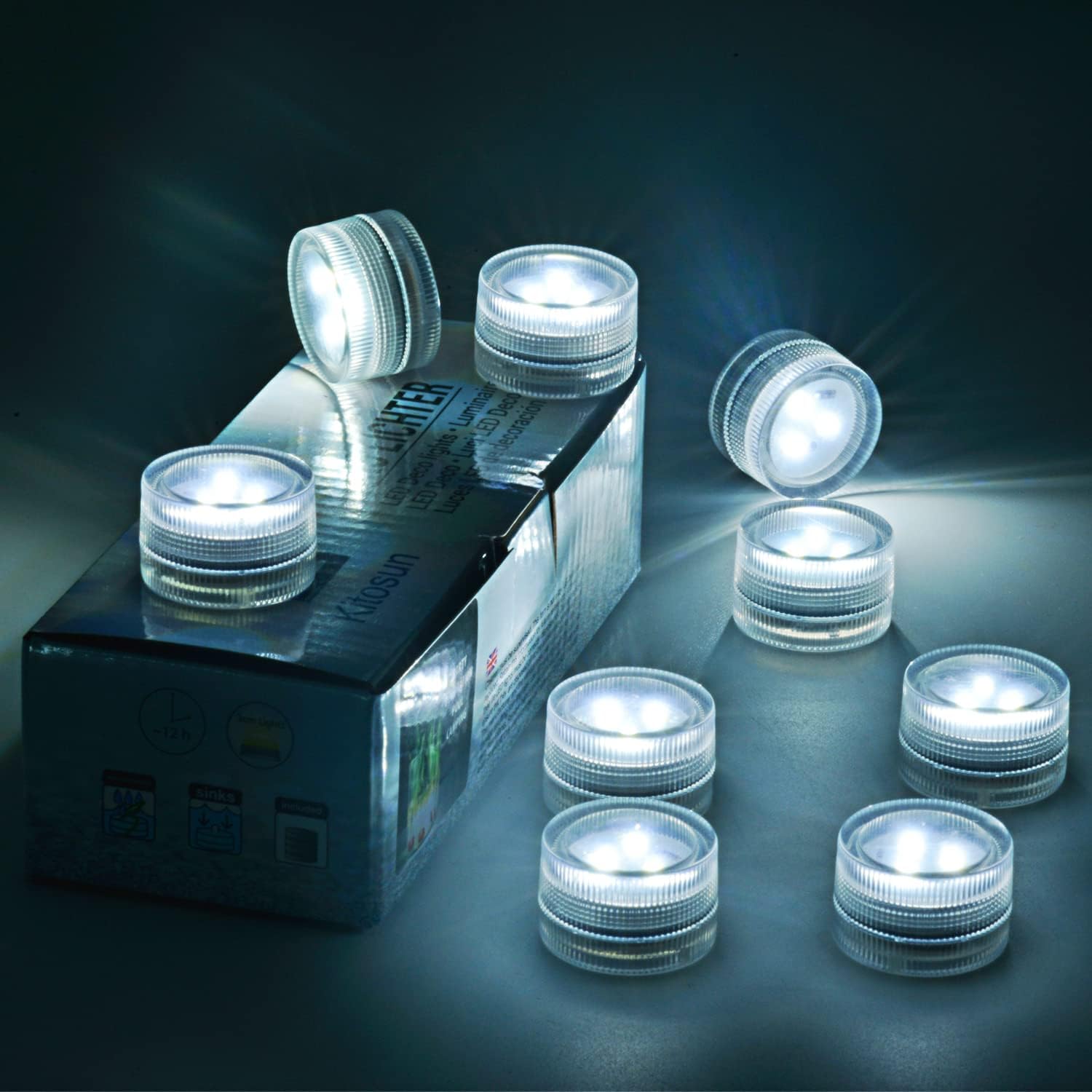 Submersible Flameless Tea Lights Candles 20 Pack Battery