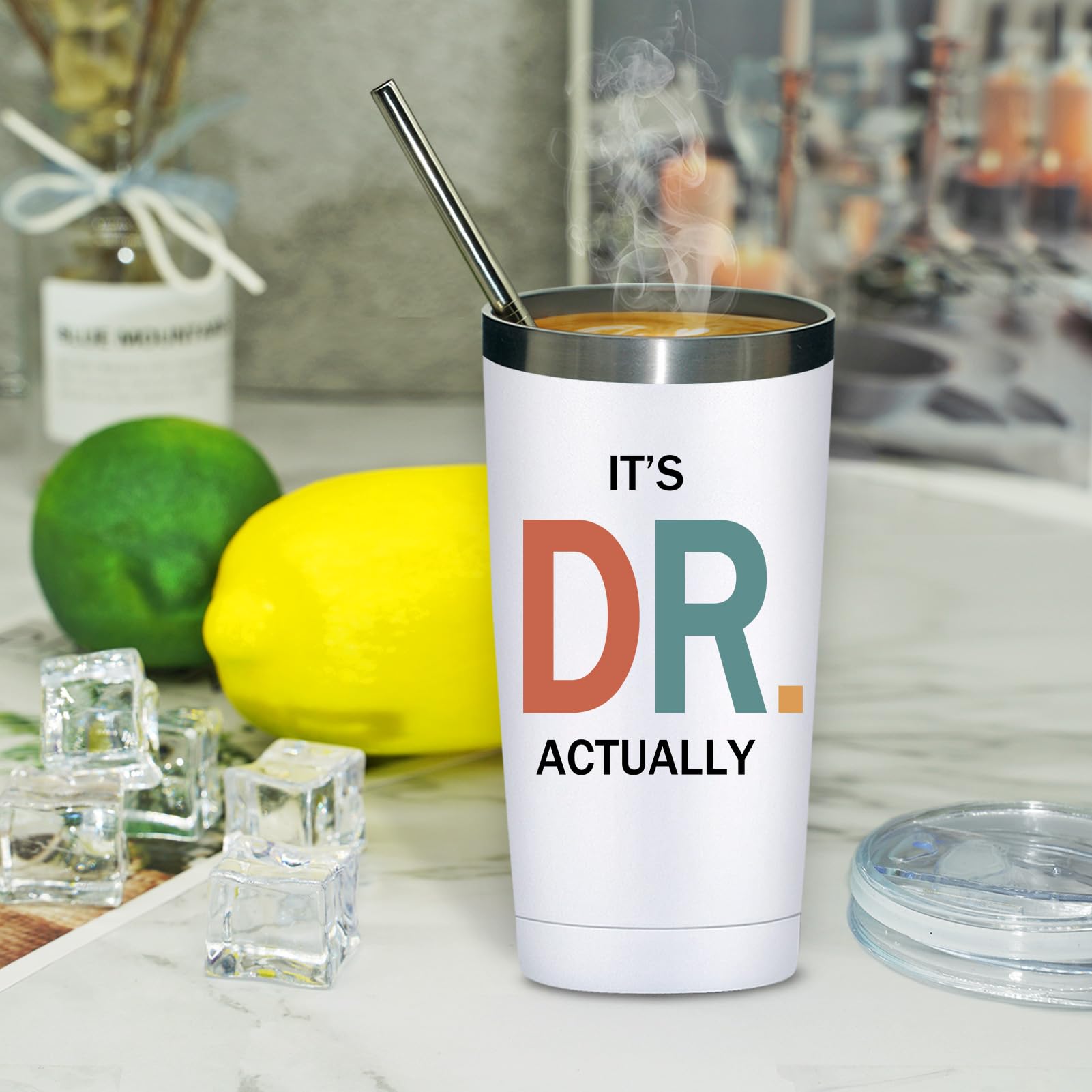 Grifarny PhD Graduation Gifts - Ph.D. Gift for Women - Doctors Day Gifts for Women - Doctorate Graduate Gift for Phd, Medical School Student, New Doctor, Physician MD - It's Dr Actually Tumbler 20 oz