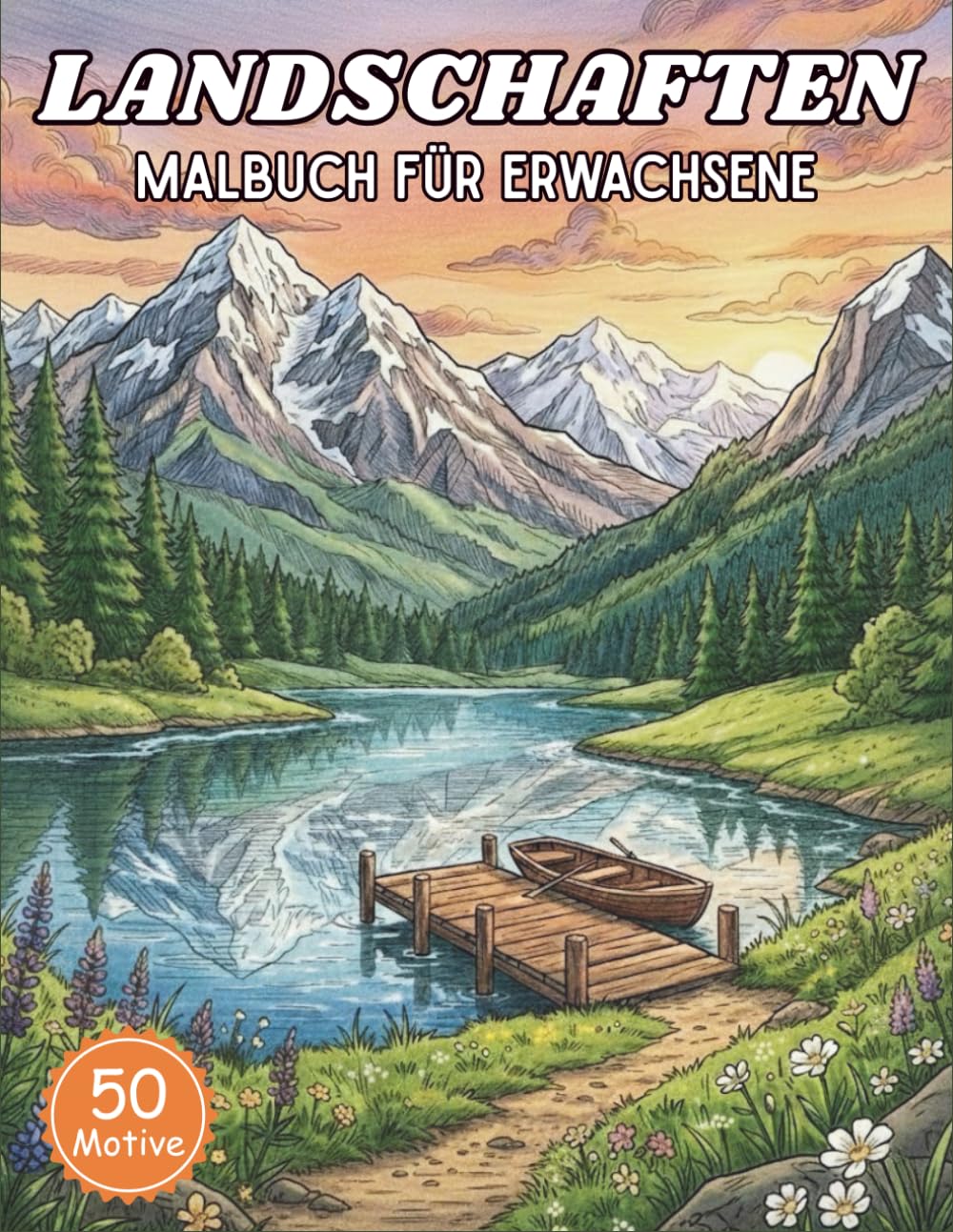 Landschaften Malbuch für Erwachsene: 50 detailreiche Motive der Natur zur tiefen Entspannung und zum gezielten Stressabbau | Atemberaubende Bergwelten, Seen und Wälder für Ihre kreative Auszeit