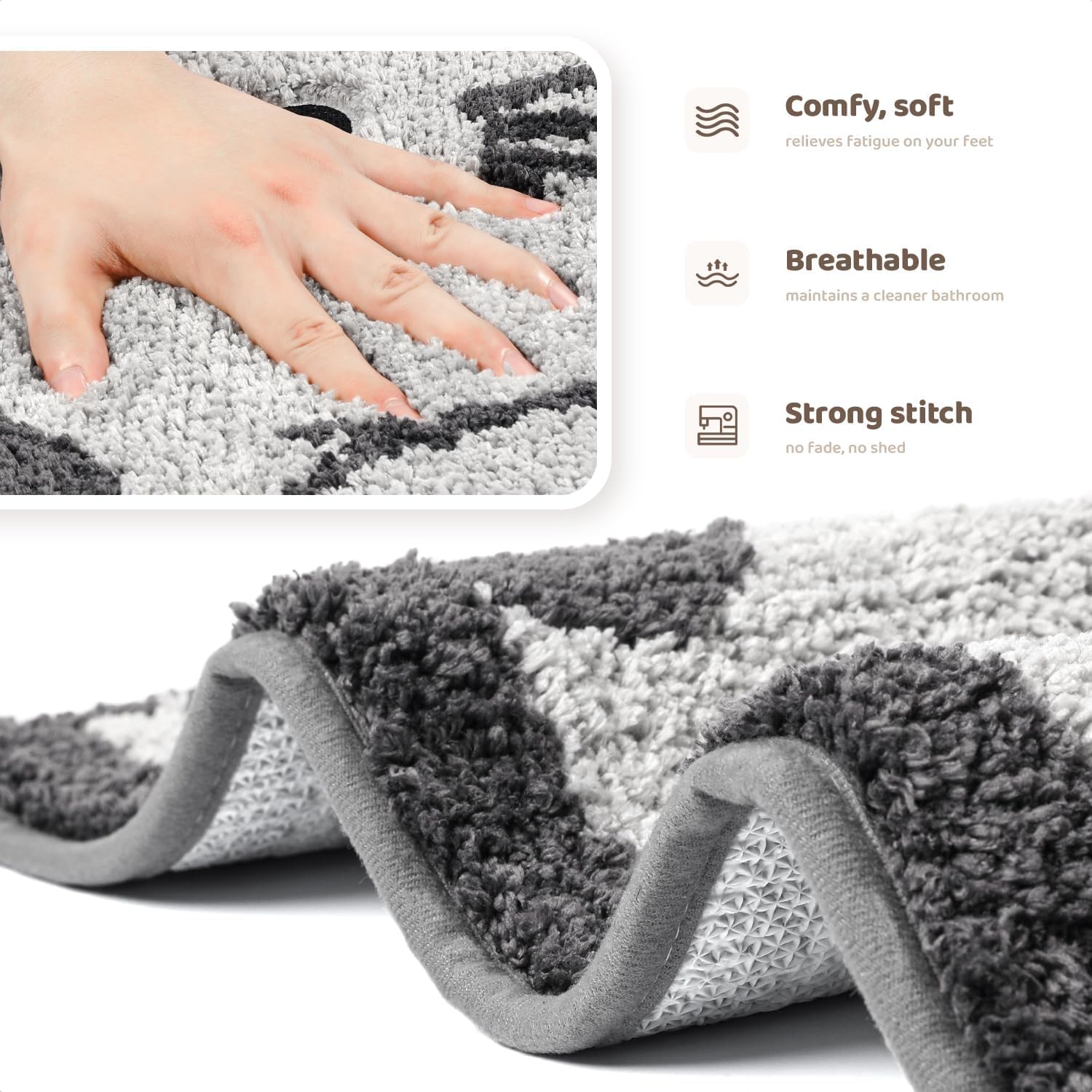 Molesun Cute Animal Bathroom Rug, Absorbent Microfiber Bath Rug Non-Slip Soft Shower Rug, Plush Shaggy Bath Mats for Bathroom Floor, Tub and Shower, Machine Washable, 19" x 28", Cat