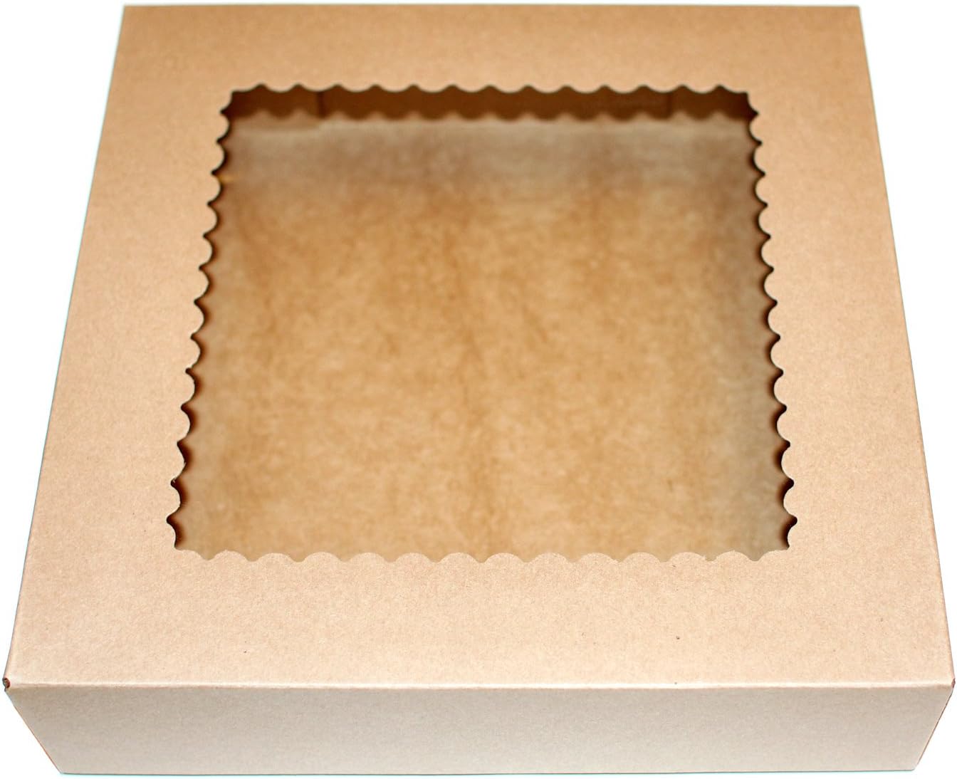 Bakery Boxes with Clear Window (Pack of 10) - 9" x 9" x 2 1/2" - Brown Kraft Paper Box for Pies, Cookies, Cakes, or Cupcakes - Superior Quality