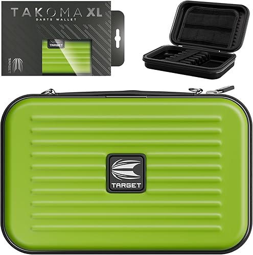 Target Darts Takoma - Funda tipo cartera XL para dardos, verde con capacidad para 6 dardos, soporte protector de EVA con bolsas de doble cierre