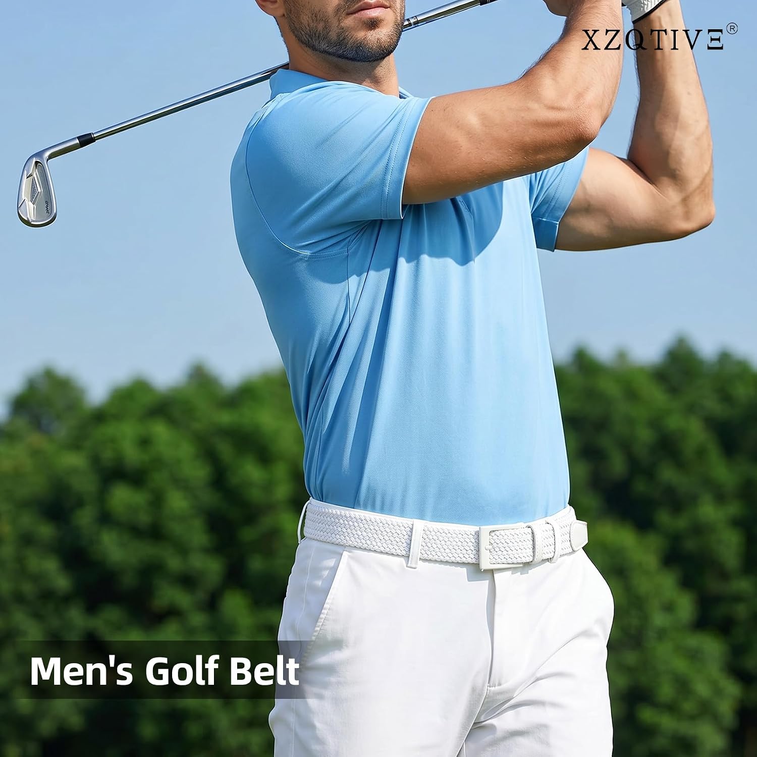 XZQTIVE Men's Golf Belt - TSA Approved Elastic Braided Stretch Belt for Men