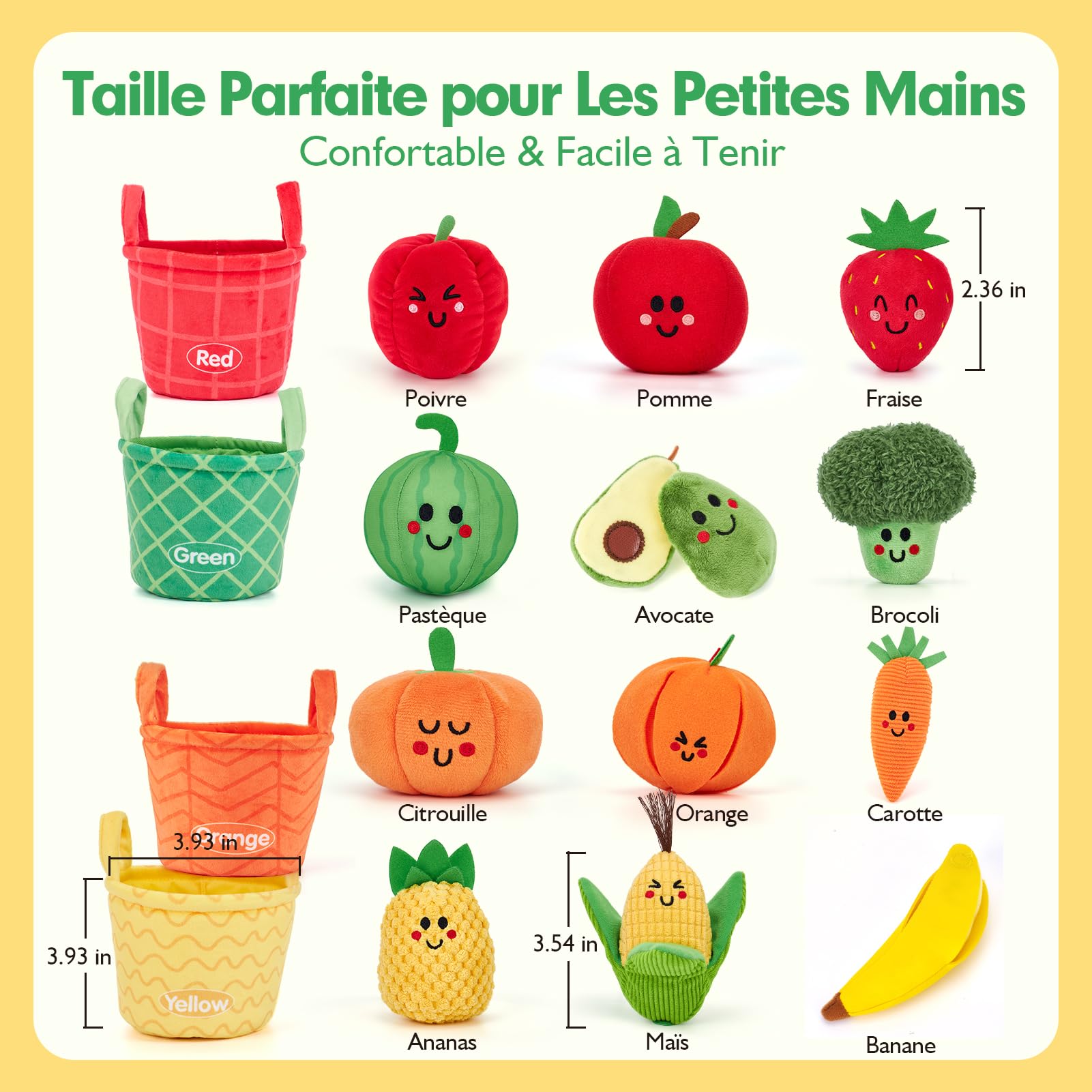hahaland Jouet Bebe 6 Mois Jouet Eveil Bebe 6-12 Mois, 16 Pièces Fruits et Legumes Jouets en Peluche avec Panier, Jouet Sensoriel Bebe Jeux Montessori Cadeau Bebe 1 an Garçon Fille