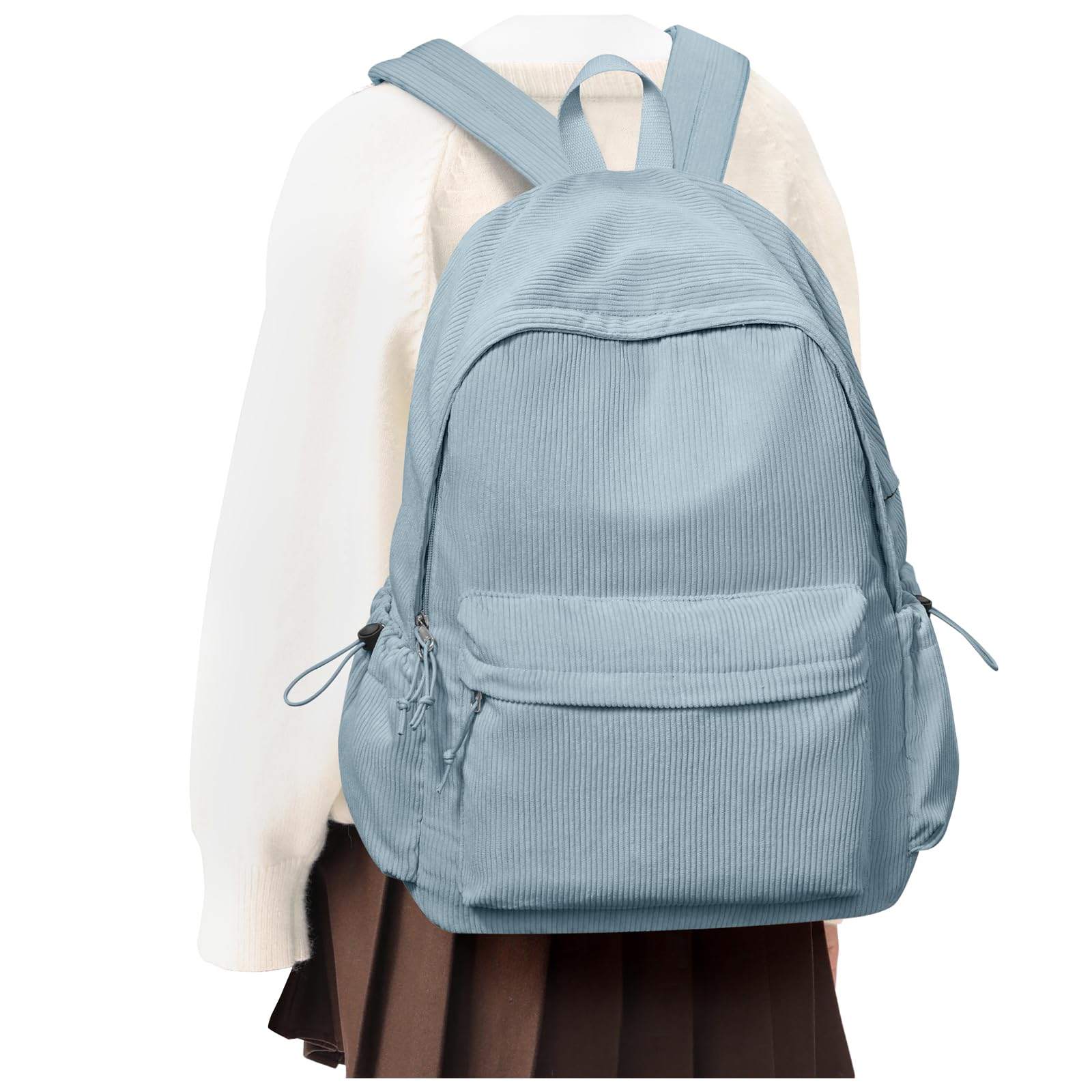 VGOCO School Backpack for Teen Girls Cute Corduroy Bookbag Middle School Student Backpack College Backapcks for Women Aesthetic Preppy Backpacks