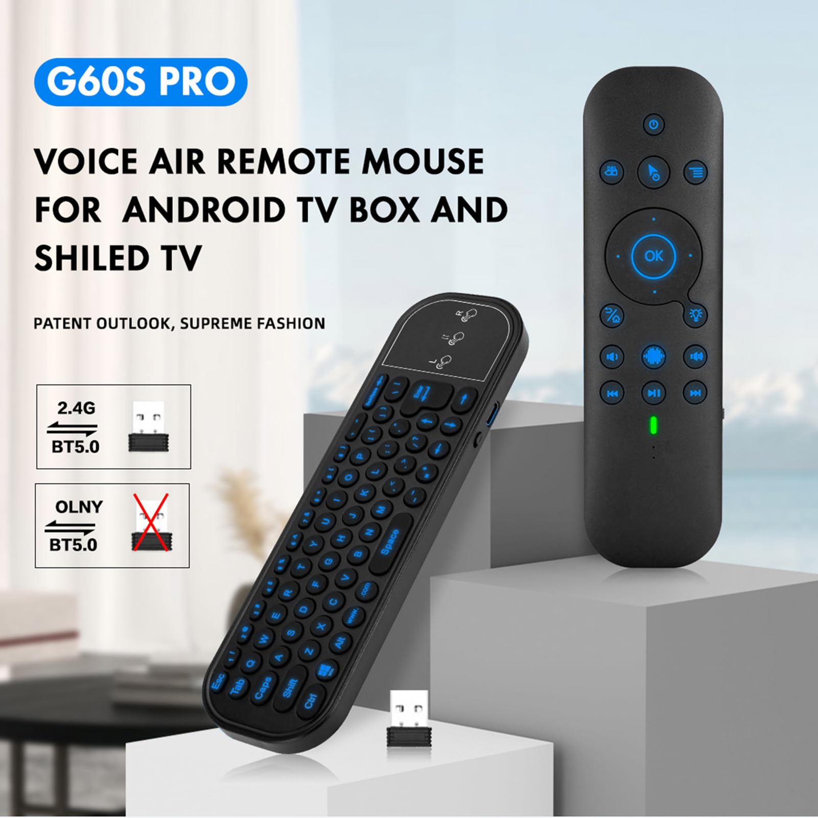Telecomando per mouse ad aria lvifloae G60S PRO, 2.4G e Bluetooth 5.0
