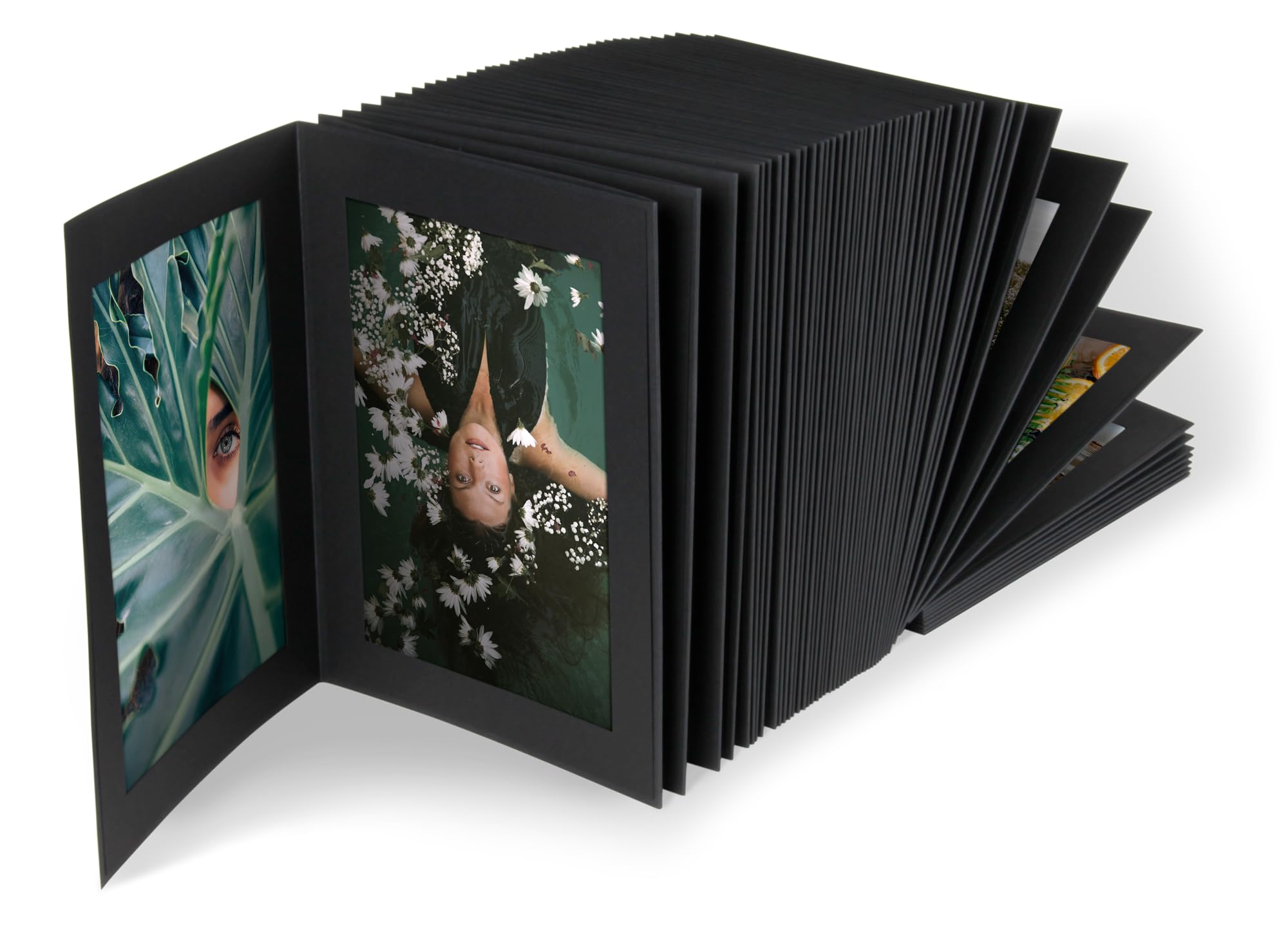 100 Stück Endlosleporello Leinen schwarz Silberprägung für Bilder 13x18 cm nach Bedarf teilbar, für Jubiläum, Beerdigung, Trauerfeier, Geburtstag, Fotos, Lebenslauf