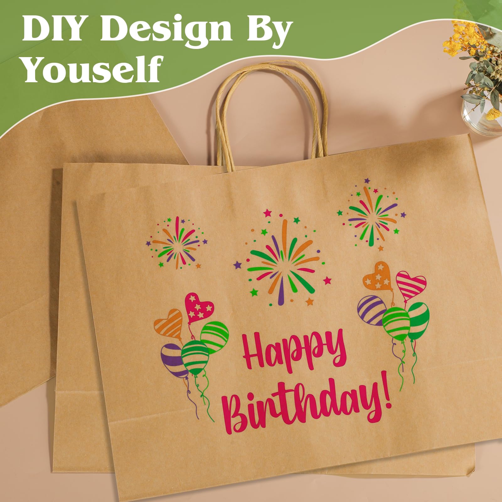 Woric 120 PCS Brown Paper Bags With Handles 16 X 6 X 12 - View #5