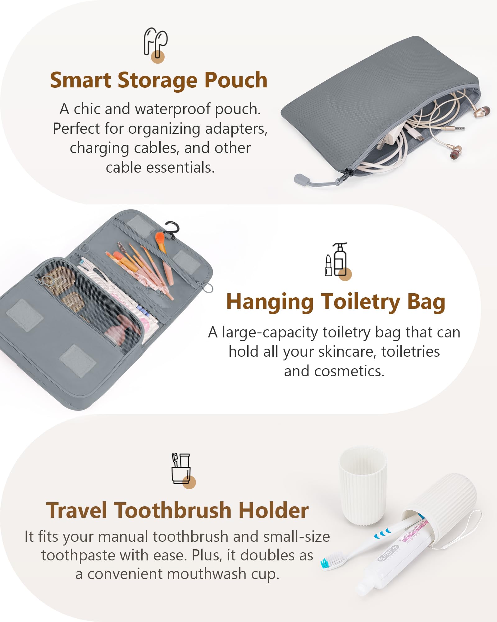 Set di 10 cubi per imballaggio a compressione, organizer per valigie, cubi da viaggio per valigie, organizer per bagagli, borse da imballaggio, accessori essenziali per le vacanze, grigio