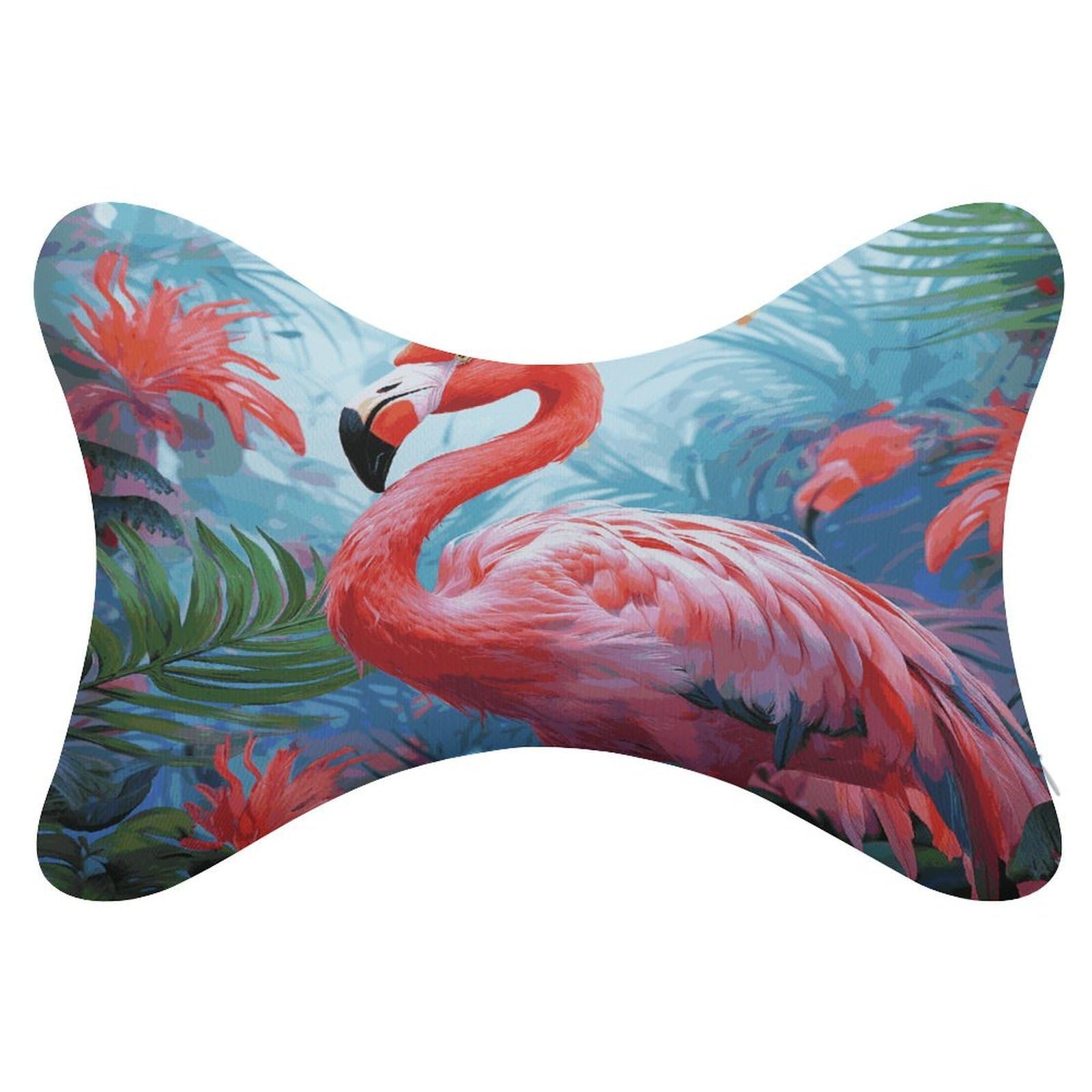 FekiLoot Painted Flamingo Car Headrest Set of 2,Softness Memory Foam Car Neck Pillow with Breathable Removable Cover Car Neck Support Pillow Ergonomic for Driving, Office