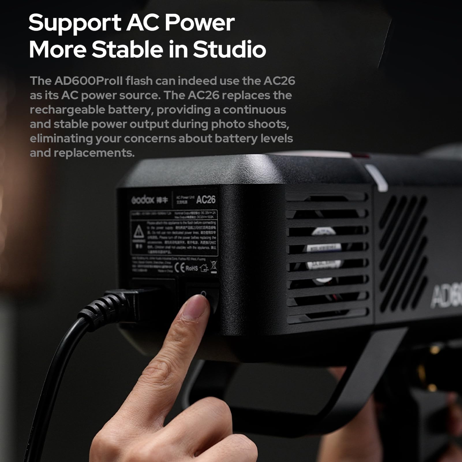 Godox AD600ProII Blitzlicht 600 W TTL kabelloses Speedlite | 1/8000 s HSS, 0,01–0,09 s Wiederaufladezeit mit 40 W Bi-Color Einstelllicht für Canon, Nikon, Sony, Fuji, Olympus Kamera