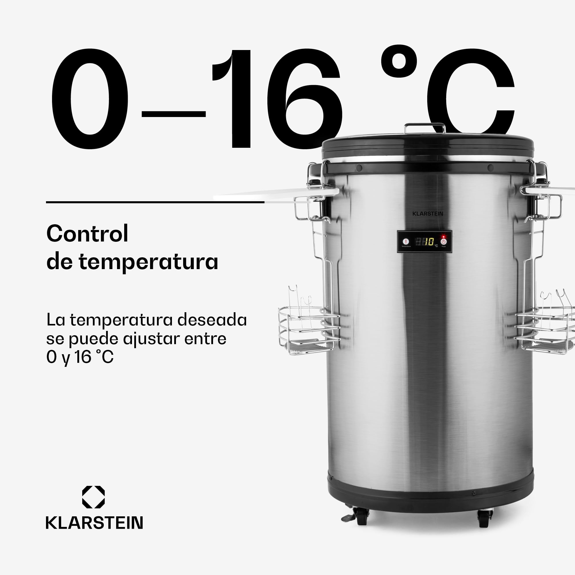 Klarstein Mr. Barbot - Enfriador de bebidas (Independiente, Negro, Acero inoxidable, F, 0-16 °C, Arriba)