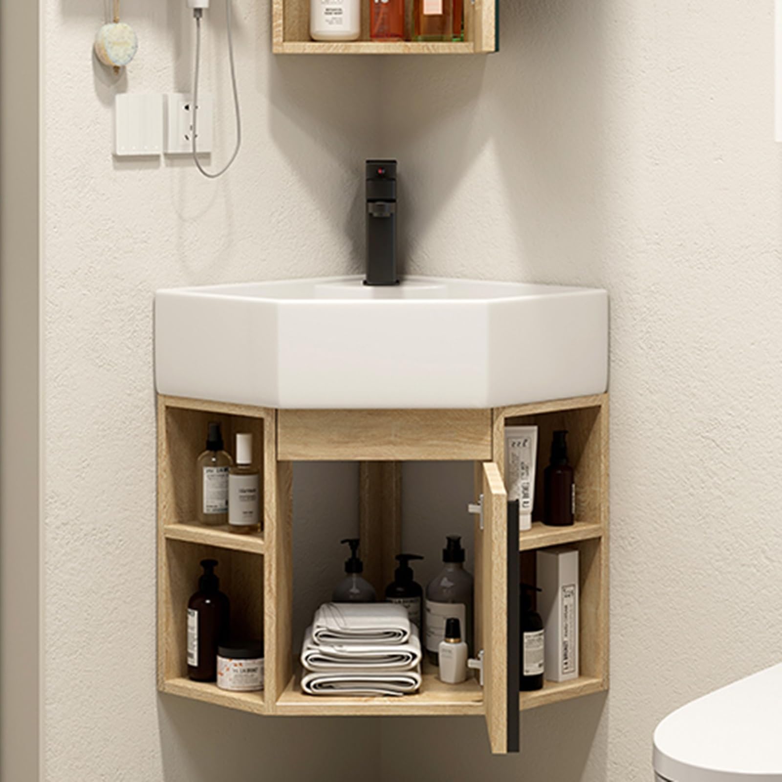 DFGHNBVC Bathroom Cabinet With Sink, Wall Mount Bathroom Sink, Bathroom Vanity Cabinet, Modern Wall Mount Floating Bathroom Vanity Set, For Bathrooms,Wood Color-45X52Cm