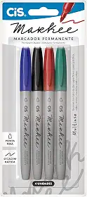 Marcador Permanente CIS Markee, Blister c/4 unidades, Multicor