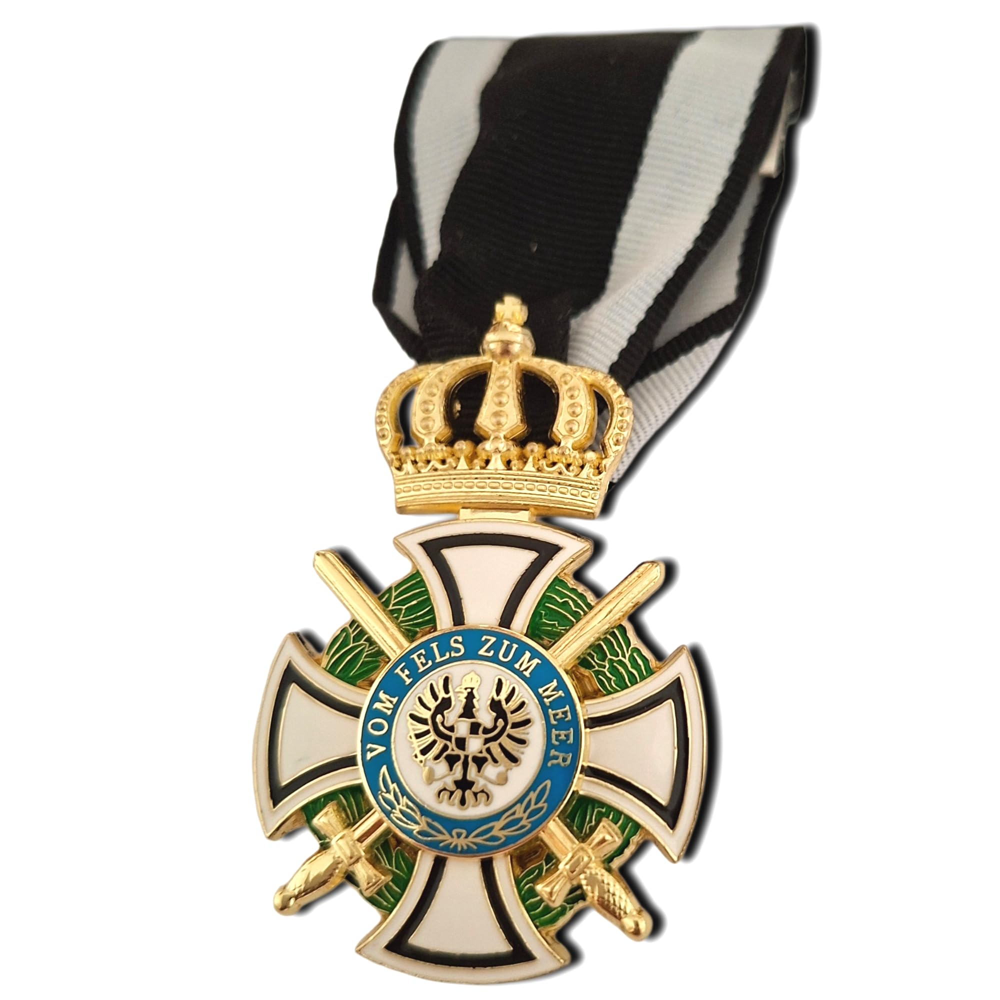 Freecrows Men's Silver House Order Of Hohenzollern Knight's Cross With Blades Prussian Medal Repro