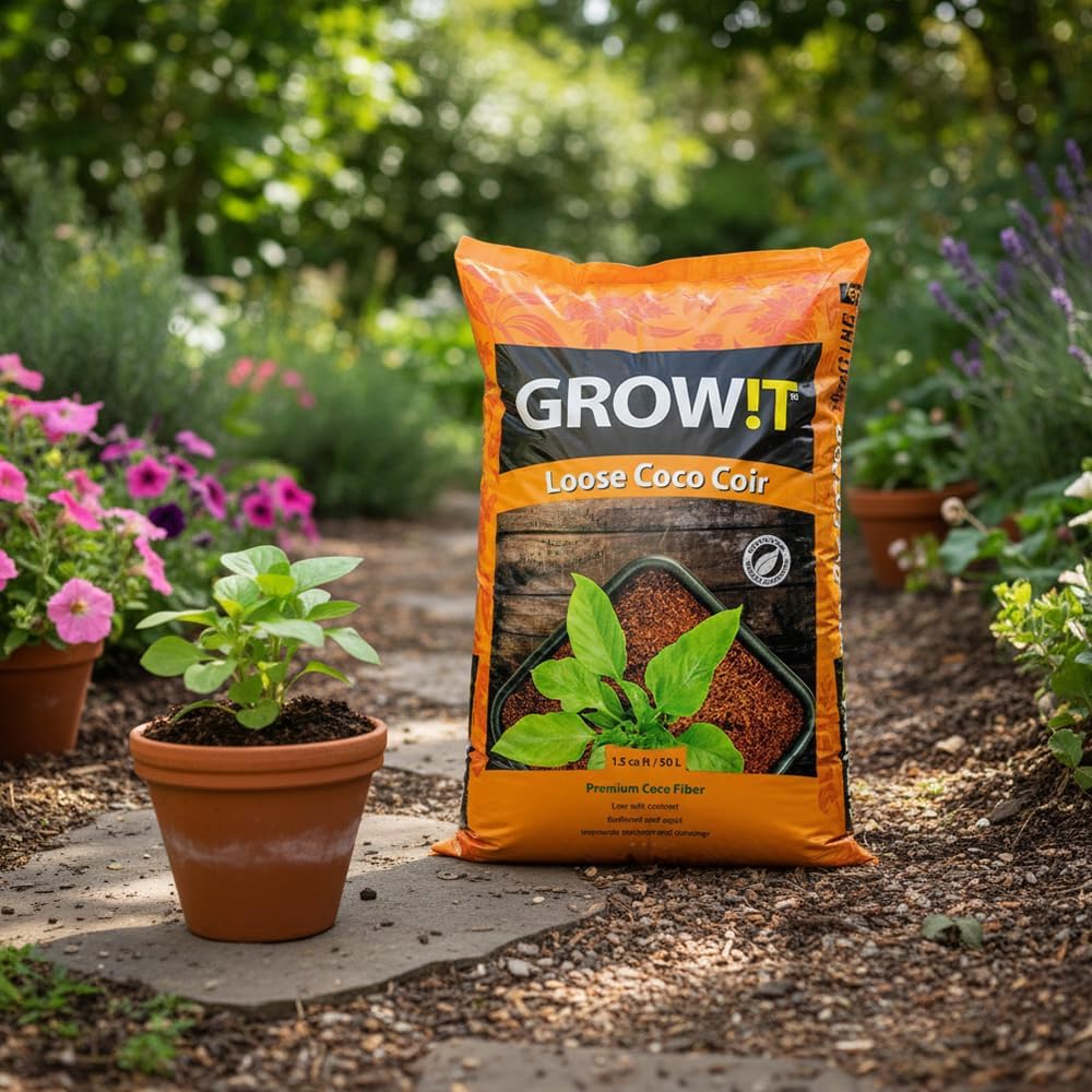 GROW!T JSCMIX15 GROWT Premium Coco Coir, Loose Cubic Foot Bag Growing Media, 1.5 cu.', Brown
