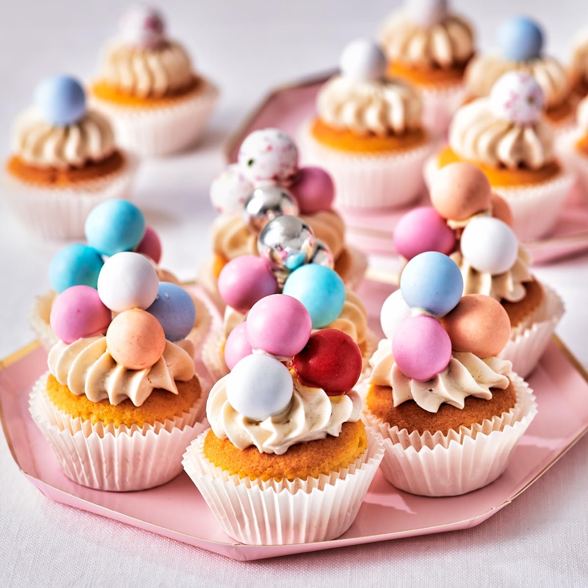 FunCakes Choco Crispy Balls - Girly Glam - Decoraciones Comestibles de Chocolate, Perfecto para Decorar Tartas, Magdalenas, Bizcochos y Pasteles - Decoración de Tartas, Pastelería - 60g