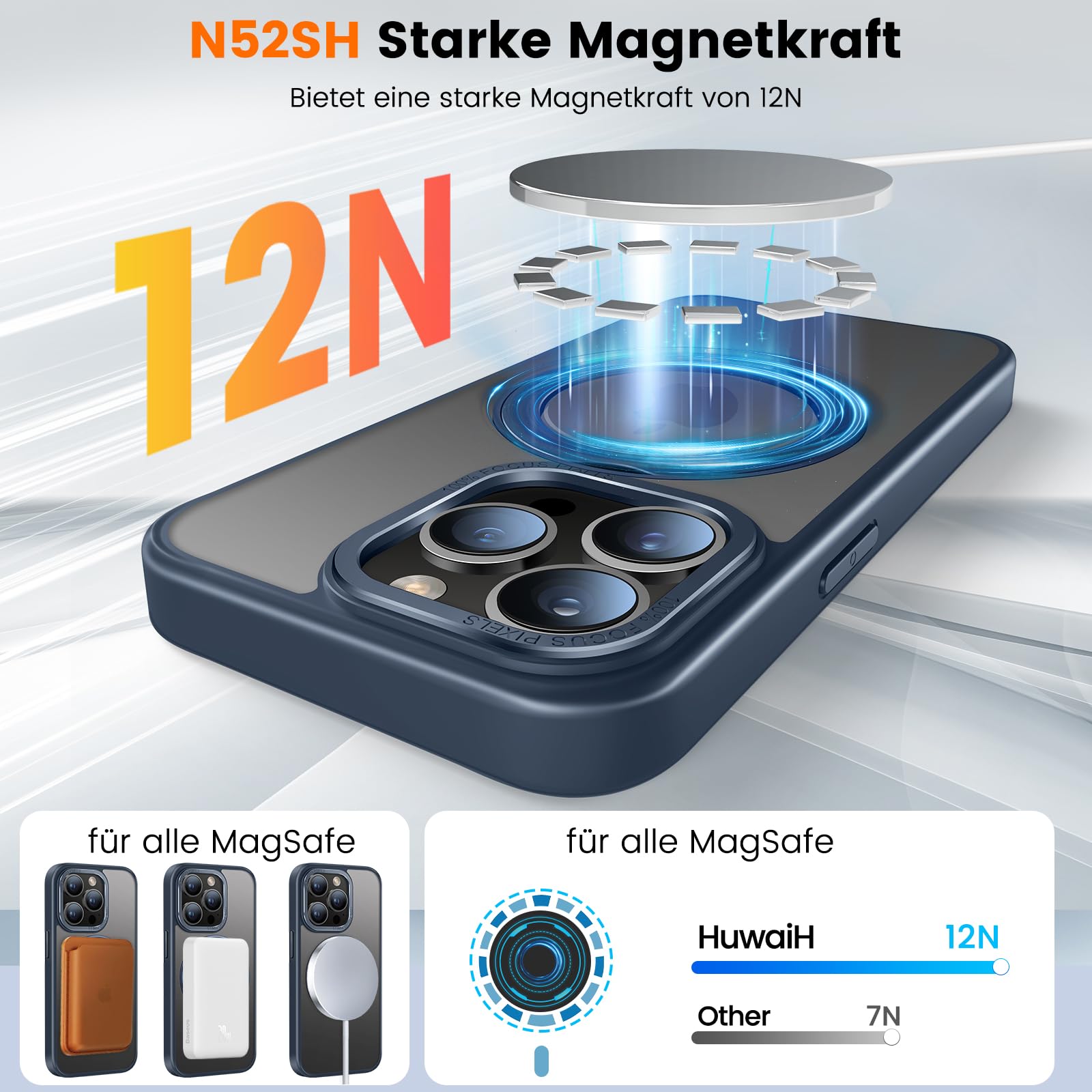 HuwaiH Magnetica Cover iPhone 14, Cover iPhone 13, [Antiurto