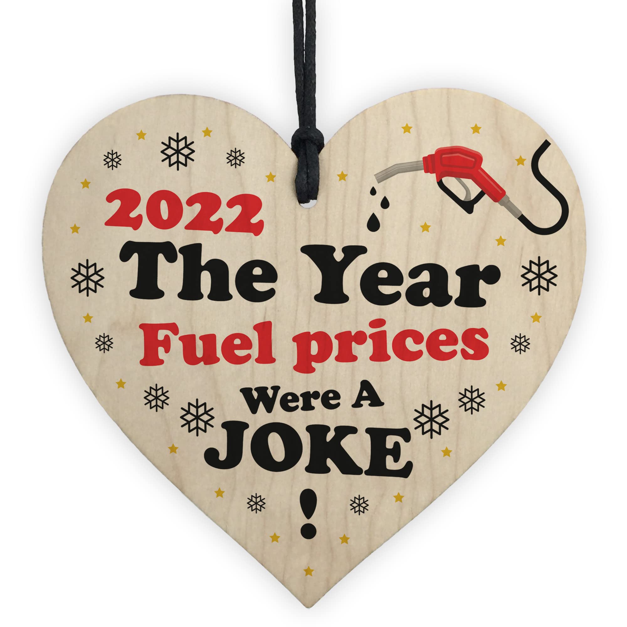 Red Ocean Funny Christmas Bauble Fuel Petrol Gift Hanging Heart Wood Tree Decoration Gift For Him Her Family