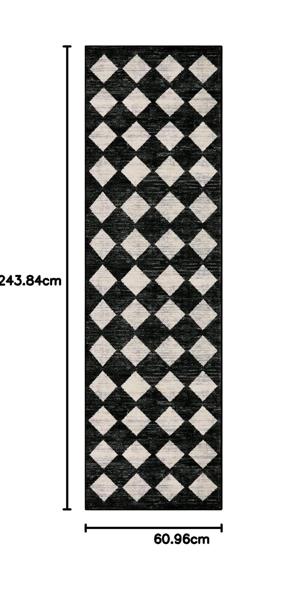 Lahome Alfombra de Pasillo marroquí de 2 x 8 pies, Color Negro, con Respaldo de Goma, Antideslizante, Lavable, para Interiores, para cámper, Entrada, baño, Suelo de Madera Dura