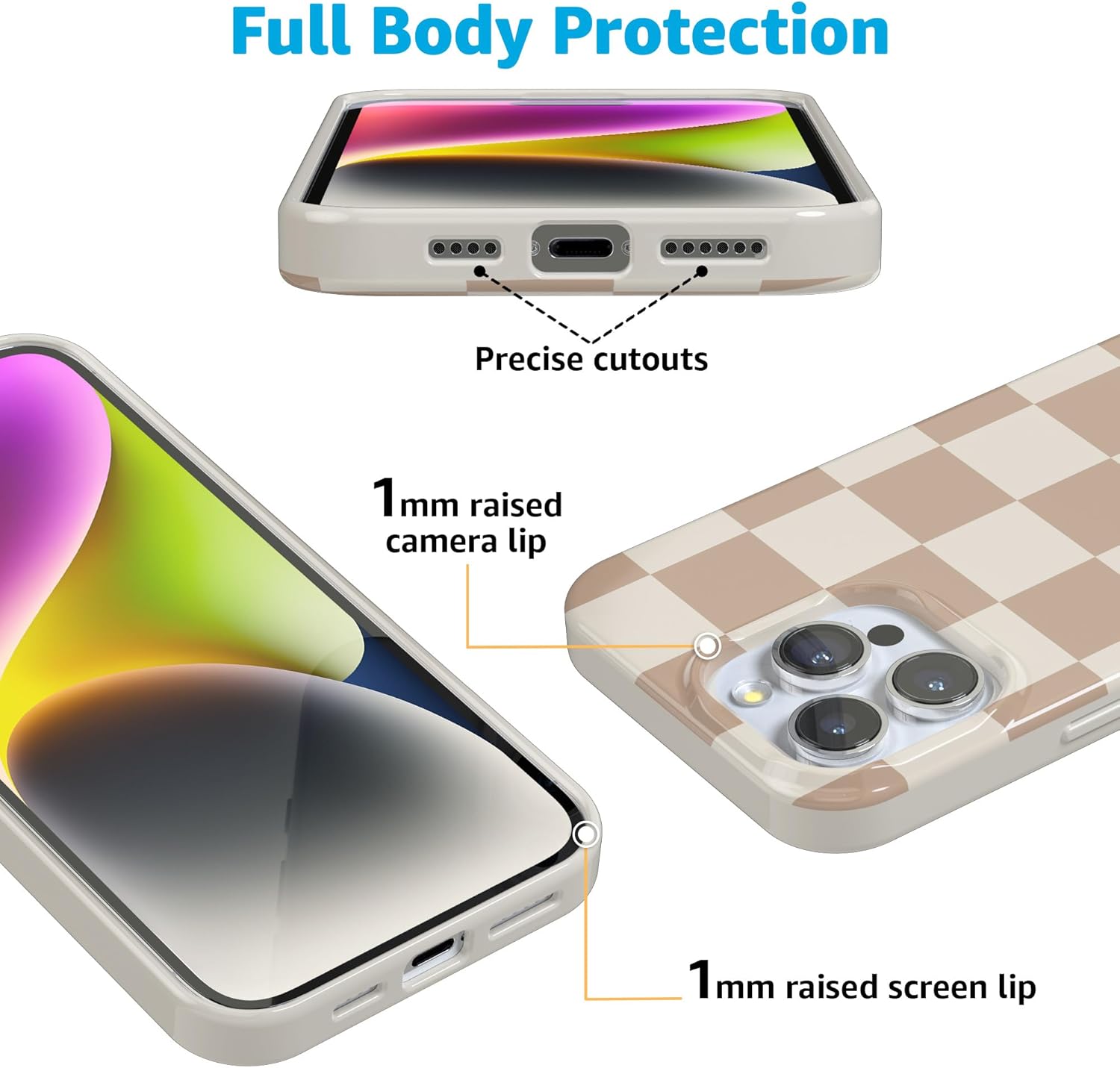 Casely iPhone 16 Pro Max Case | Fit Check | Neutral Checkerboard | Compatible with MagSafe | Classic Ultra Slim Design - Image 3
