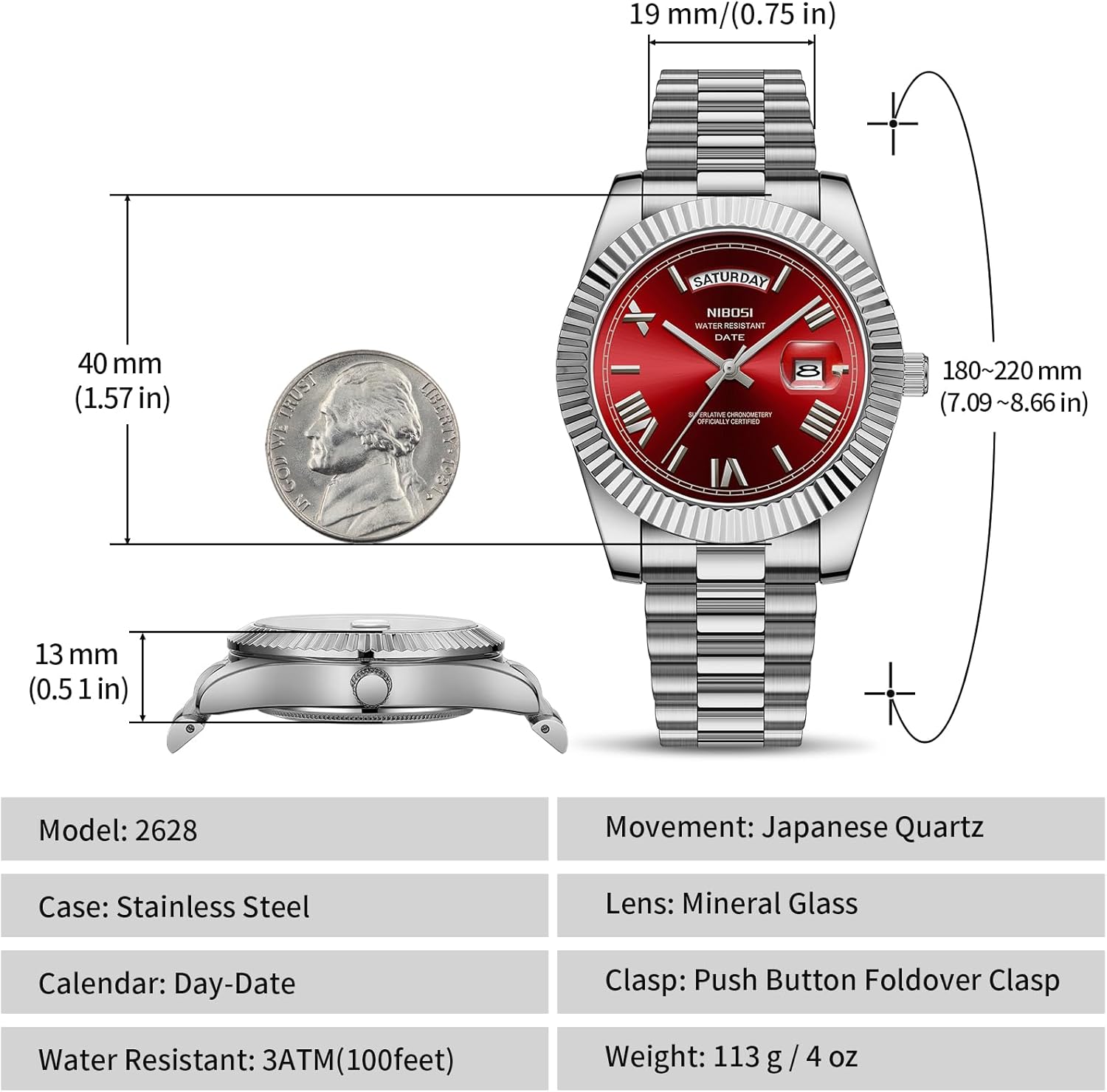 NIBOSI Men Watches Analog Quartz Stainless Steel Rose Gold Silver Watches for Men Waterproof Business Classic Desiger Wrist Watch with Day Date - Image 3