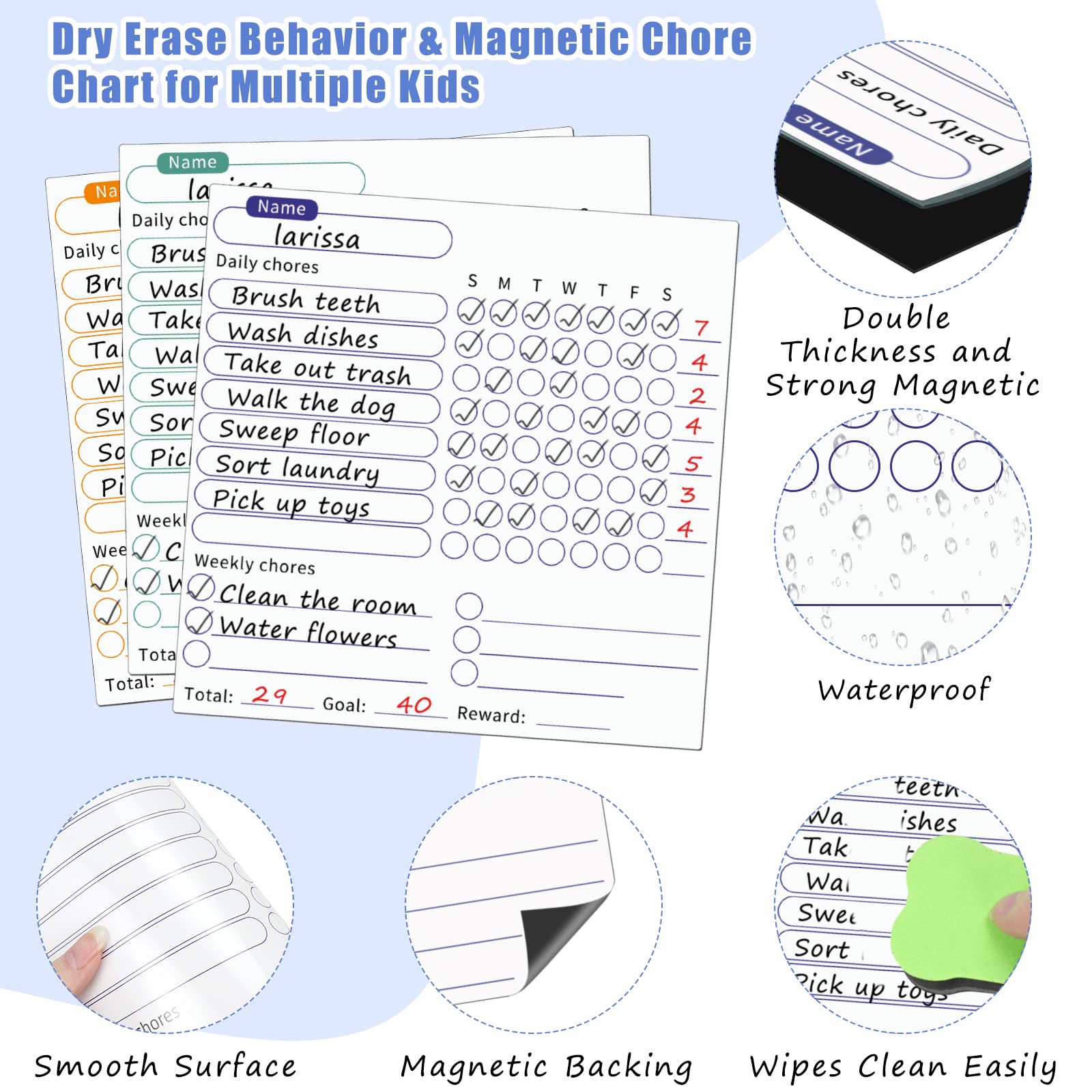 Magnetic Reward Chart For Kids - Behavior & Chore Chart With Stars ...