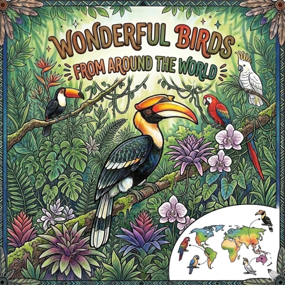 Wonderful Birds Around the World: A Coloring Book: Discover, Learn, and Color
