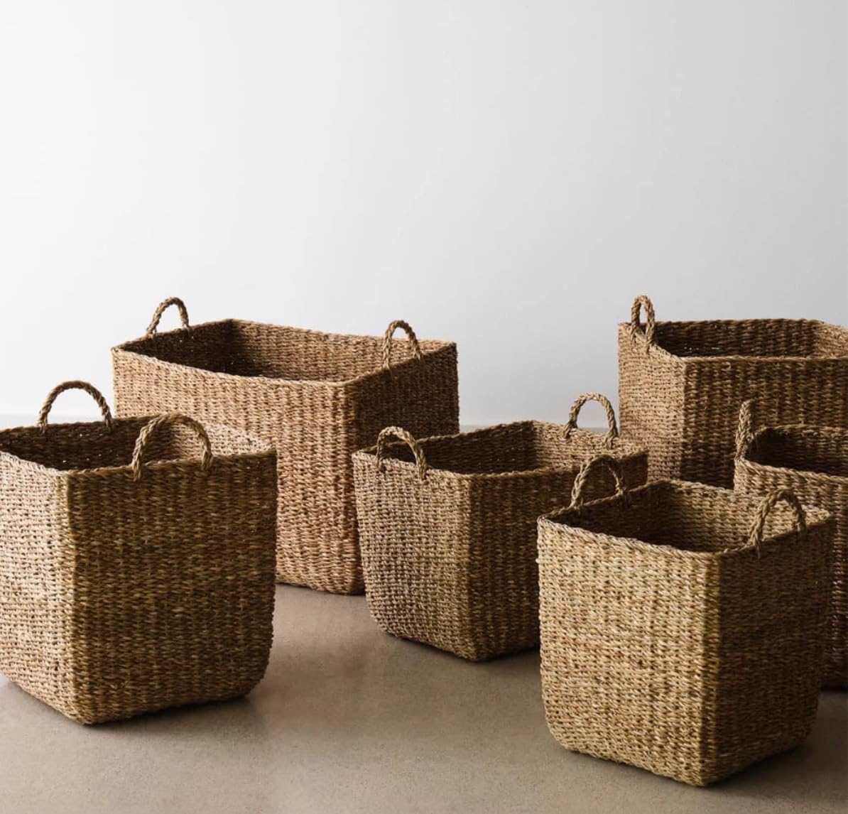 Rectangle Storage Baskets with Hogla Leaf Material