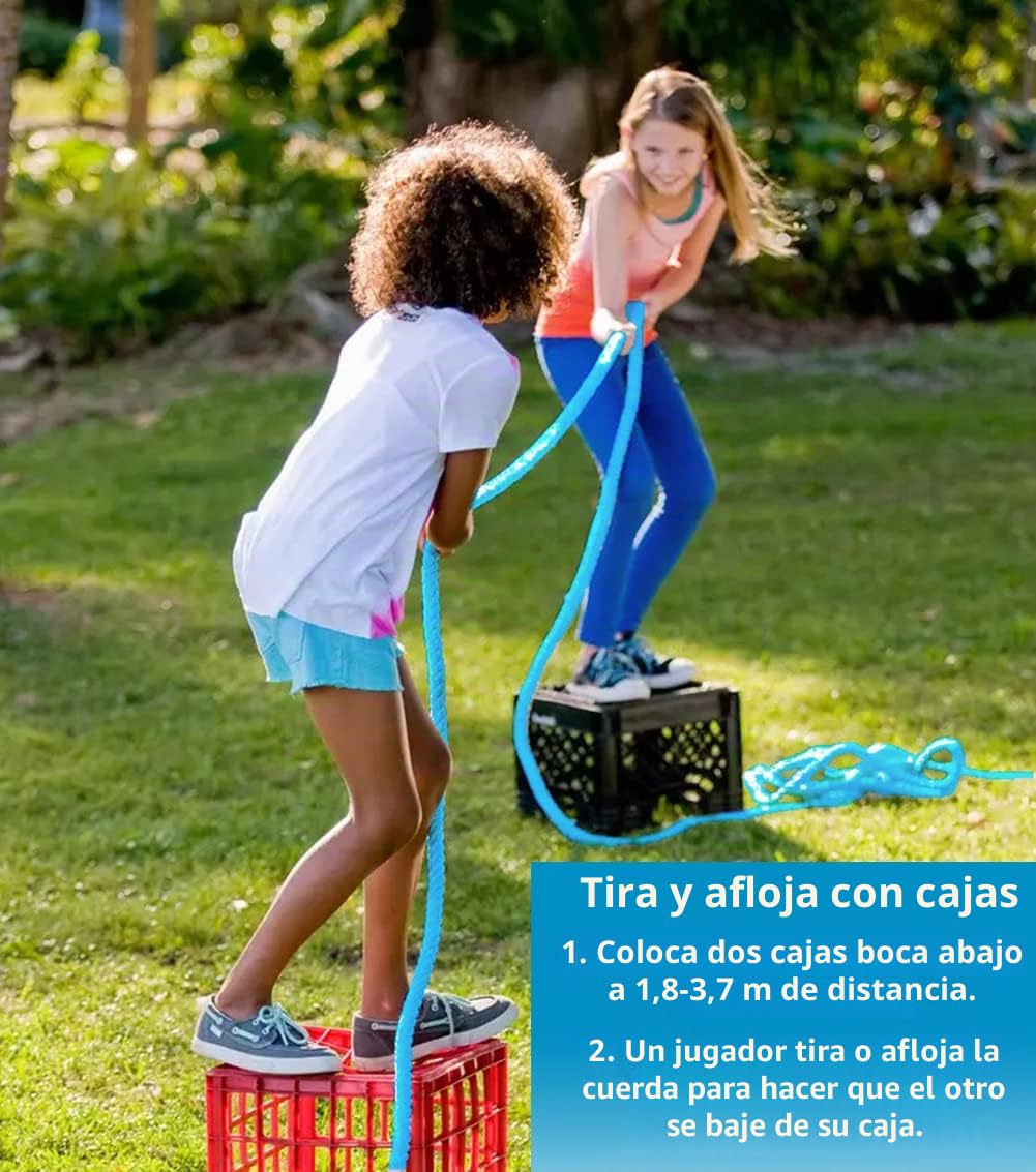 CWLAKON Cuerda de Juego para Niños y Adultos, Día de Campo, Juegos de Fiesta de Cumpleaños, Juegos al Aire Libre, Picnic, Carnavales y Actividades de Construcción de Equipos, 6M, Azul