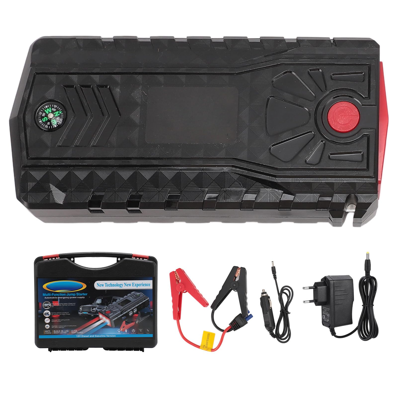 Arrancador de Batería para Automóvil, Batería de Arranque de 15000 MAh, 1000 A, con Linterna LED, Cargador de Pared y Puerto de Carga USB para Motor Derv de 7 L de Gasolina, 5,5