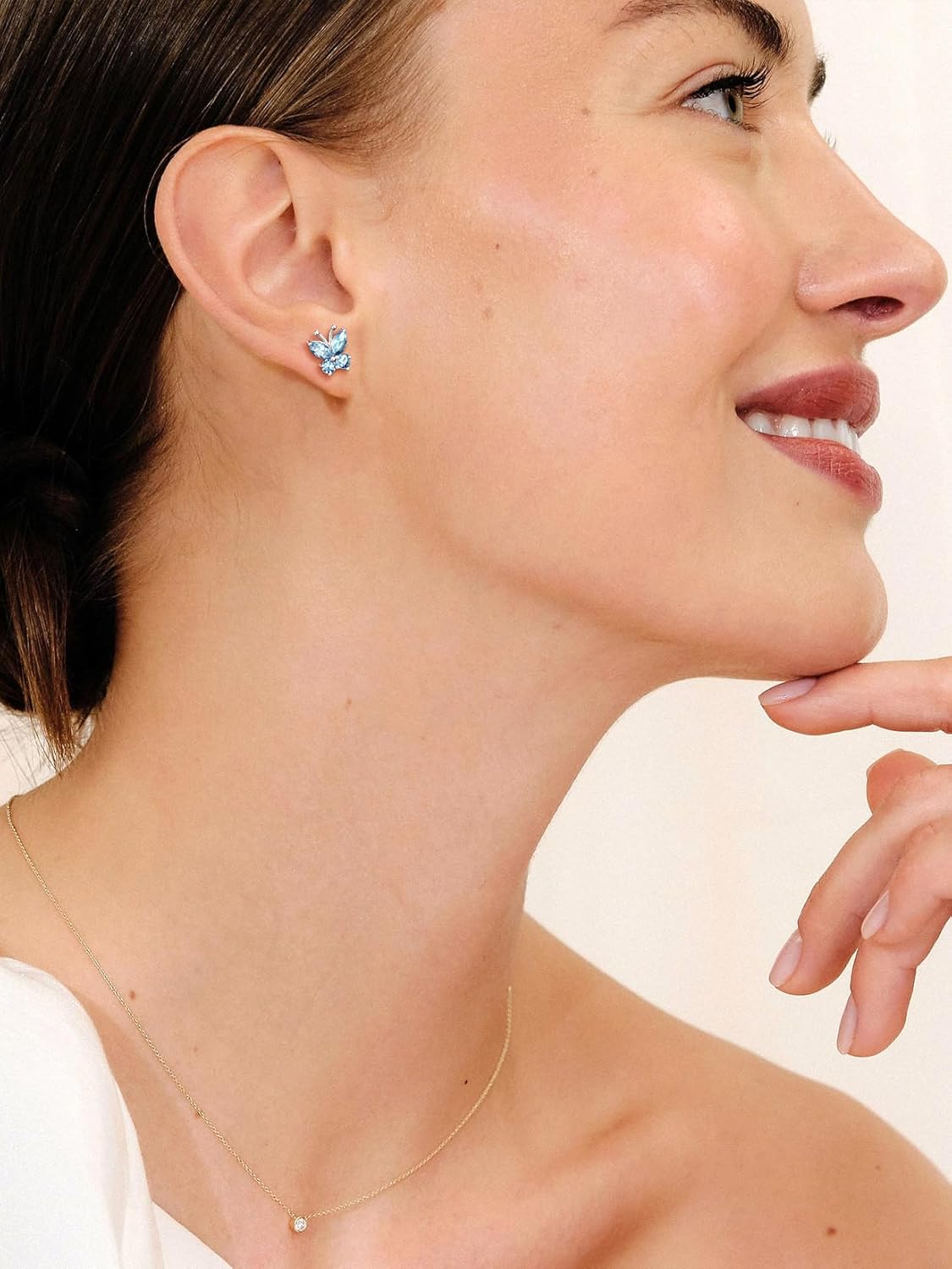 SILVERCUTE 925 Sterling Silver Butterfly Earrings for Women,Butterfly Birthstone Stud Earring/Ear Cuffs,Hypoallergenic Birthday Earrings for Women - Image 3