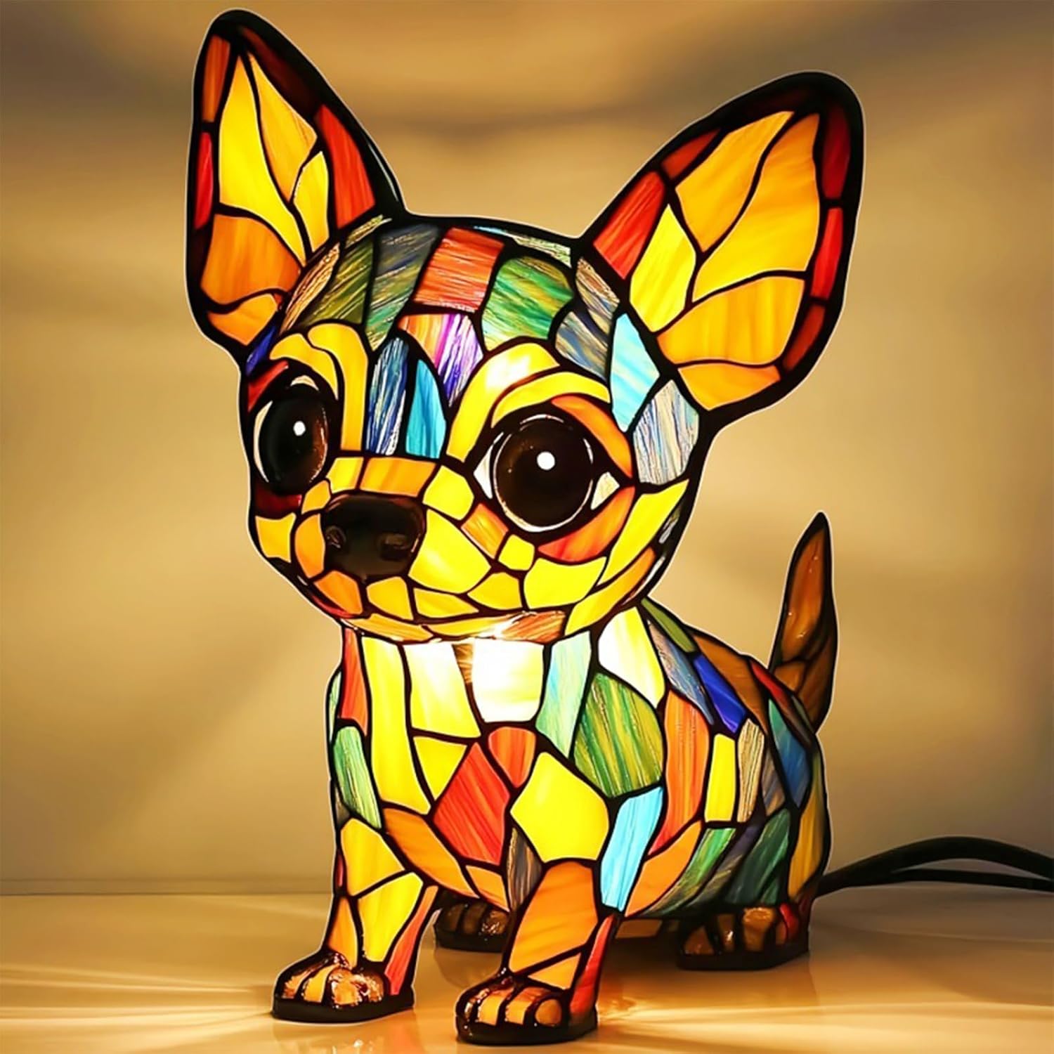 Corgi Lamp, Dachshund Lamp, Dog Series Art Night Light, Stained Resin Bulldog Tabletop Night Light, Cute Pet Dogs Themed LED Table Lamps with Warm Ambient Glow (Dog-F)