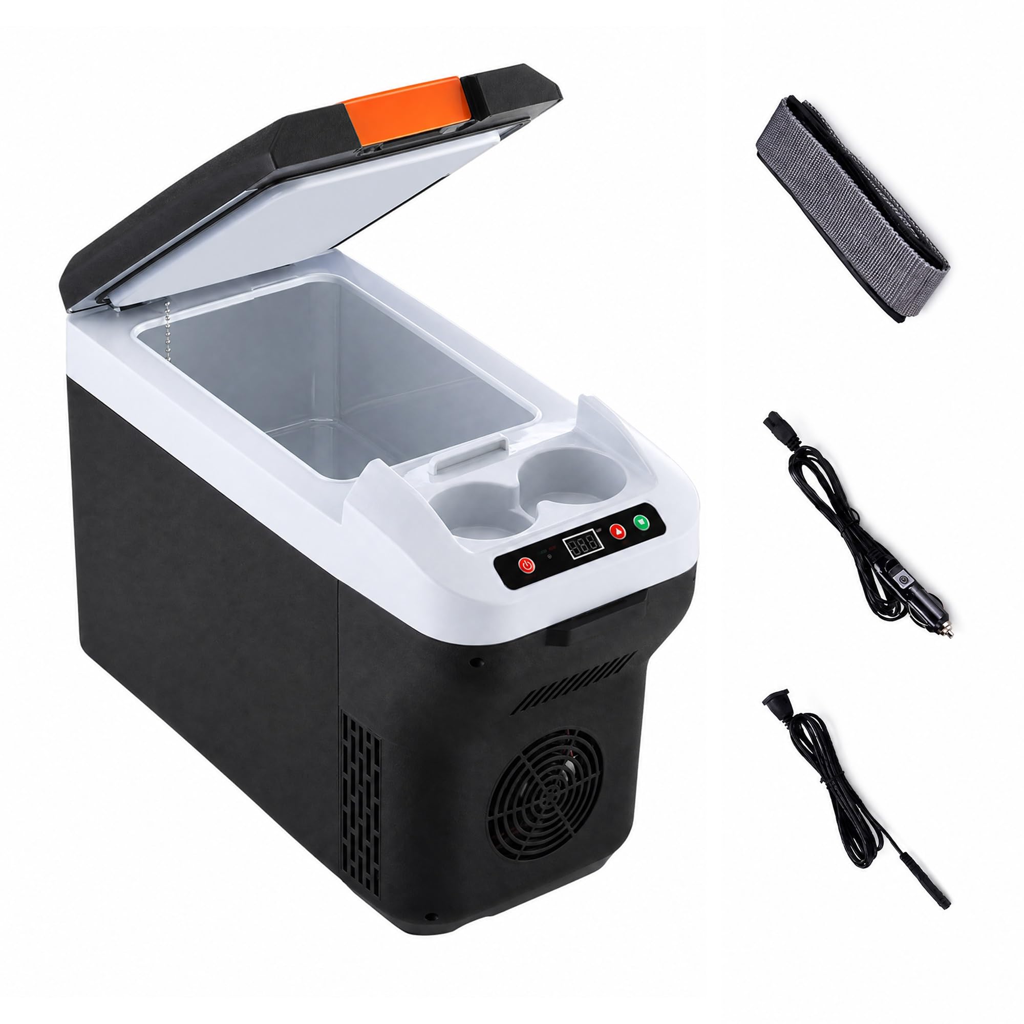 Frigorifero Portatile 12L 12V/24V, Semiconduttore con 2 Portabicchieri | 25°C Sotto Ambiente, Riscalda 65°C, Controllo Digitale, Antii-vibrazione, 2 Portabicchieri Per Esterno, Campeggio, Camper