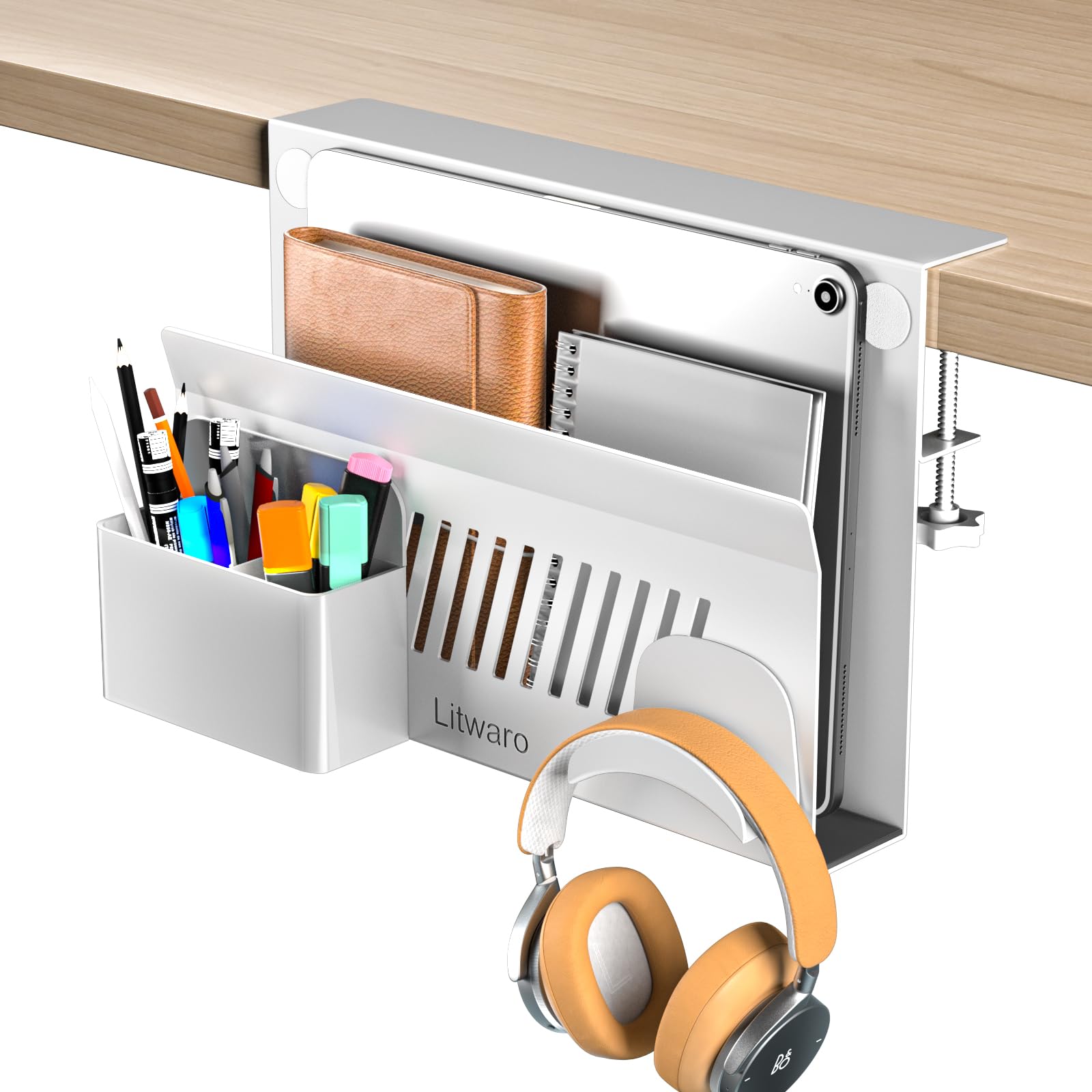 Amazon.com: Litwaro Desk Side Storage, No Drill Laptop Holder with