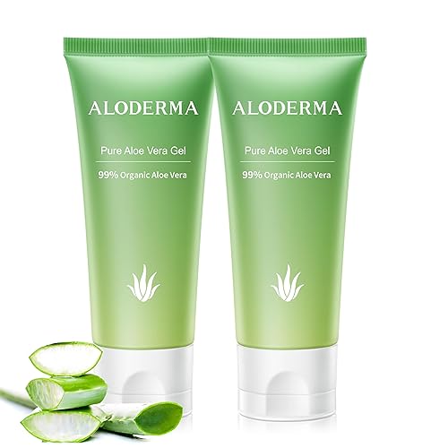 Aloderma Gel de aloe vera 99% orgánico fabricado dentro de las 12 horas de la cosecha, refrescante gel de aloe vera de tamaño de viaje para cara y