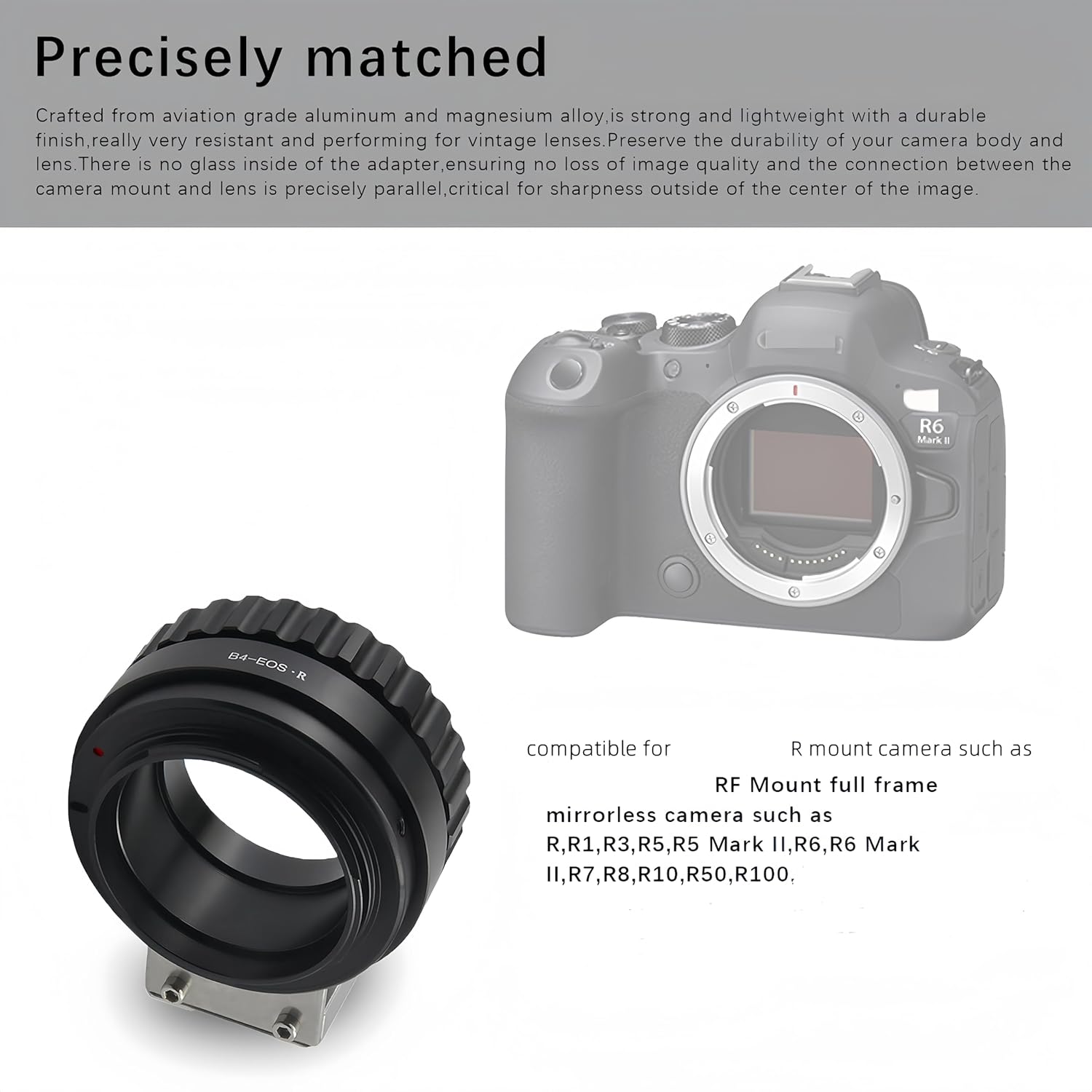 B4-EOS R Compatible with B4 2/3" Broadcast Grade Mount Lens & to EOS R Full Famer Camera.with Tripod Mount