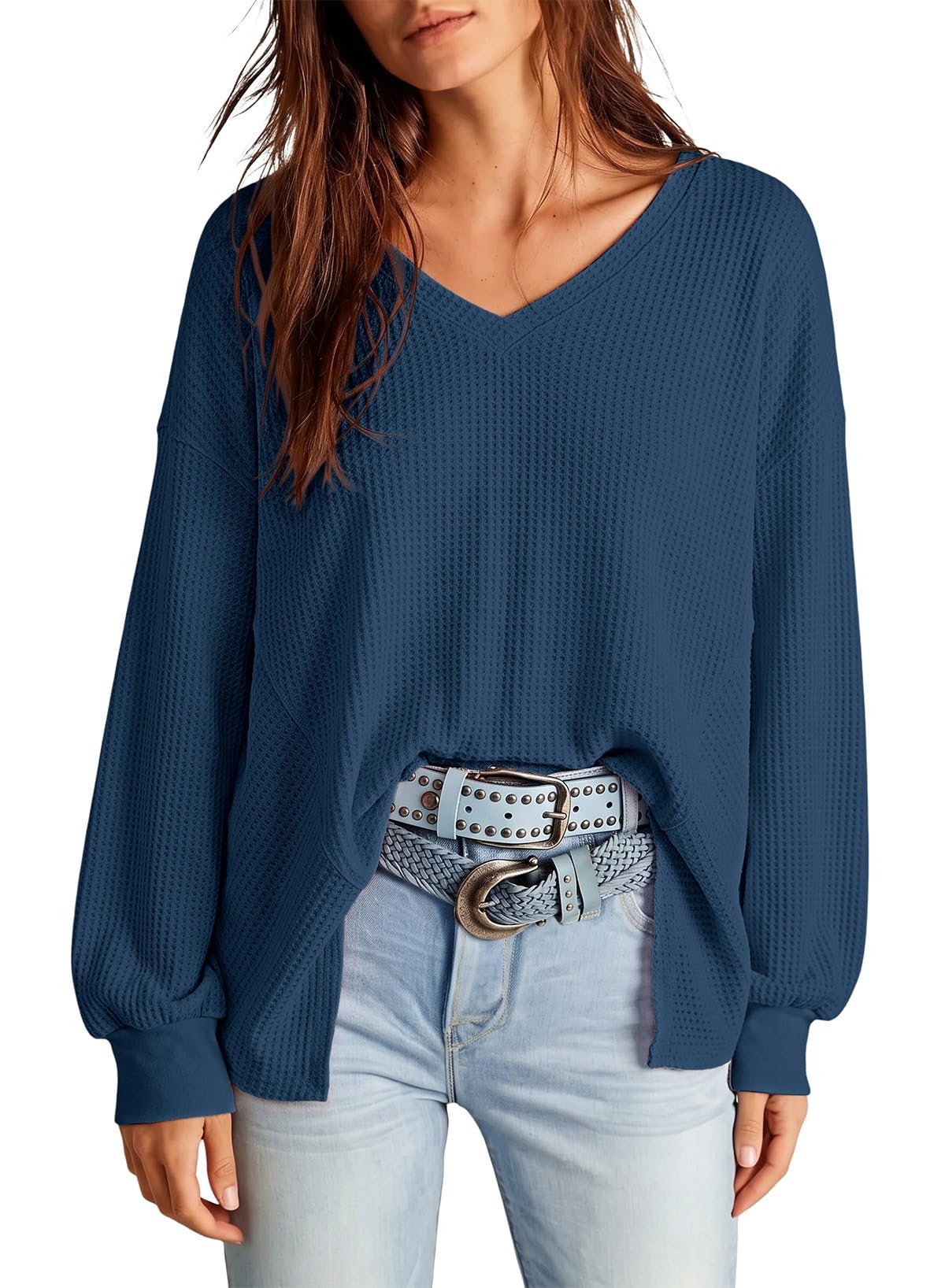Dokotoo Womens Waffle Knit Tops Trendy Fashion 2026 Oversized T Shirts