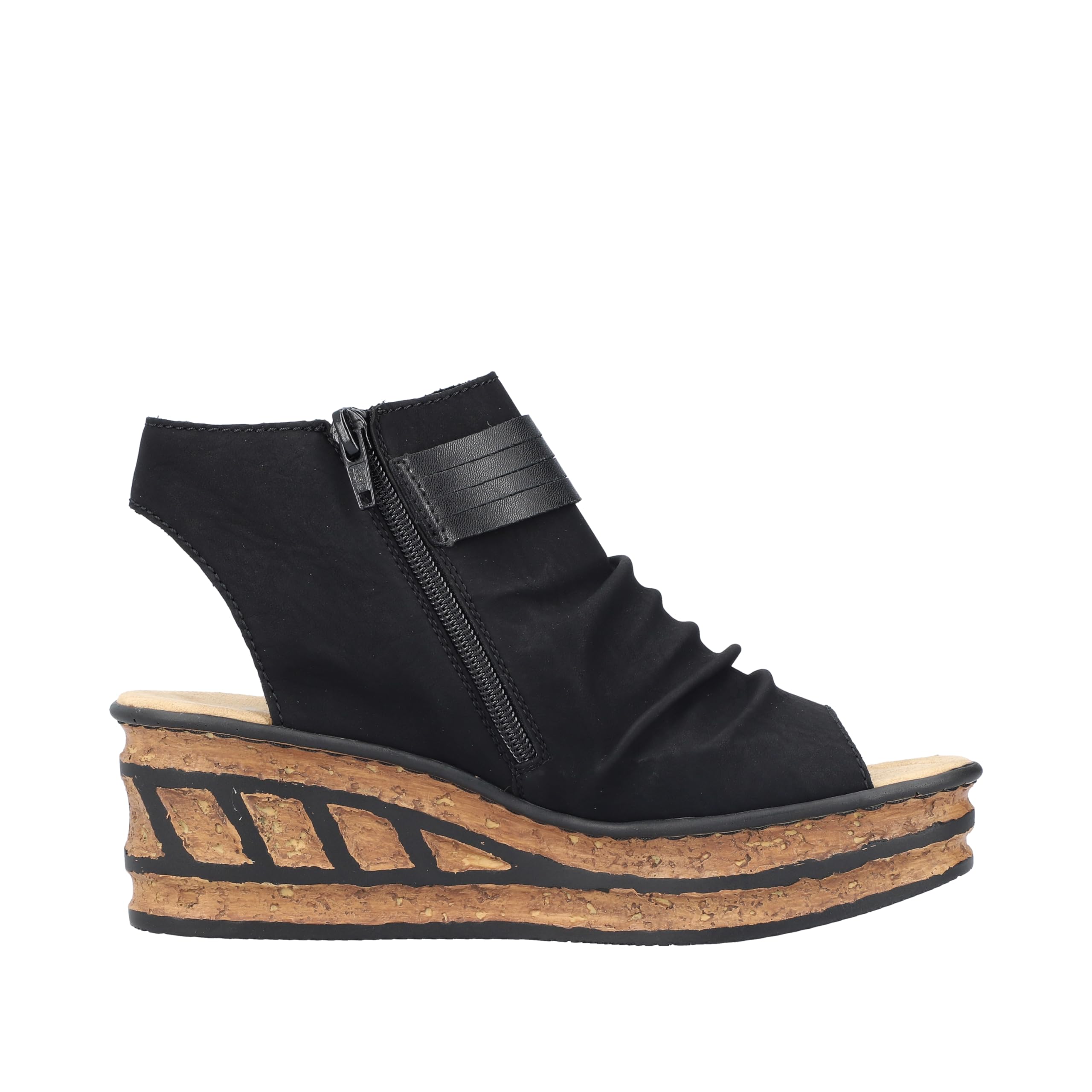 Rieker 68191-00 Damen Keilsandalette Synthetik schwarz schwarz