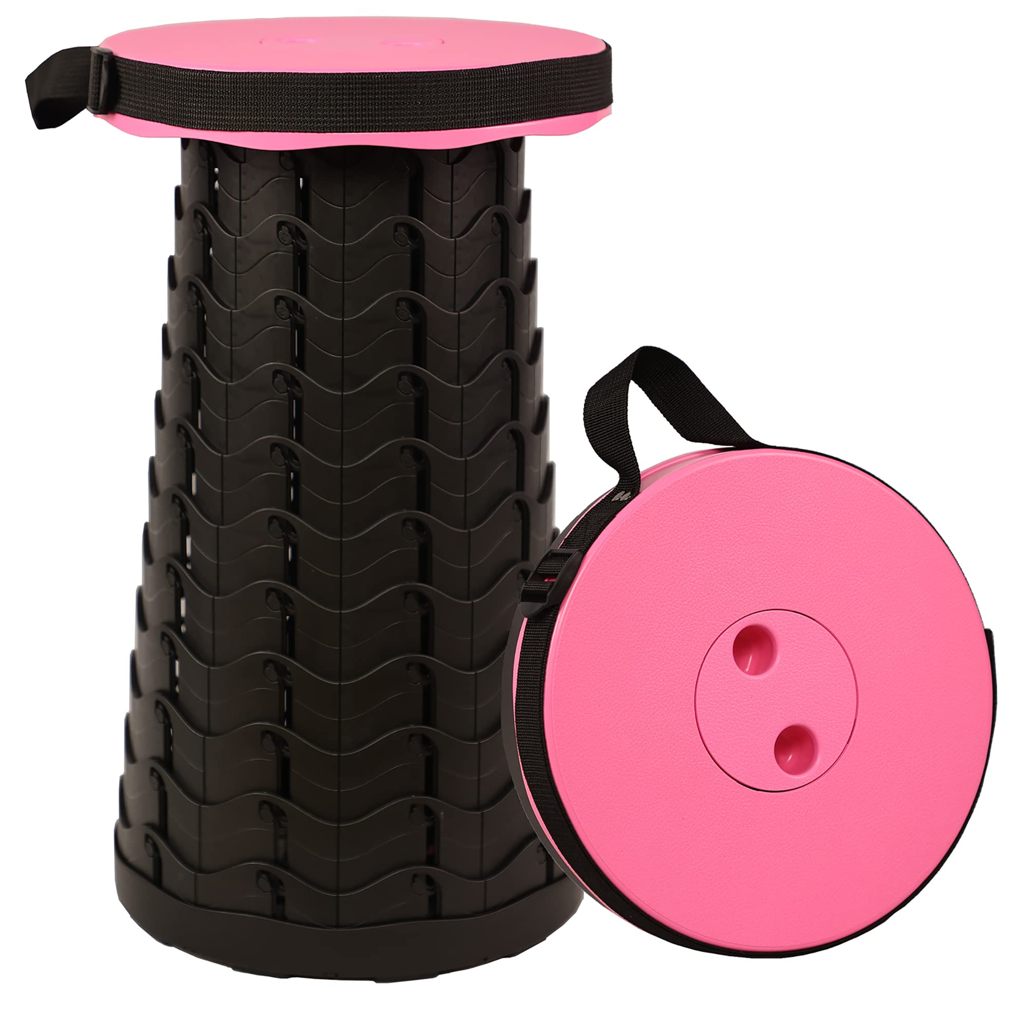 MKBK Telescopic Adjustable Camping Stool - Fishing, Hiking, Light and Sturdy (Pink)