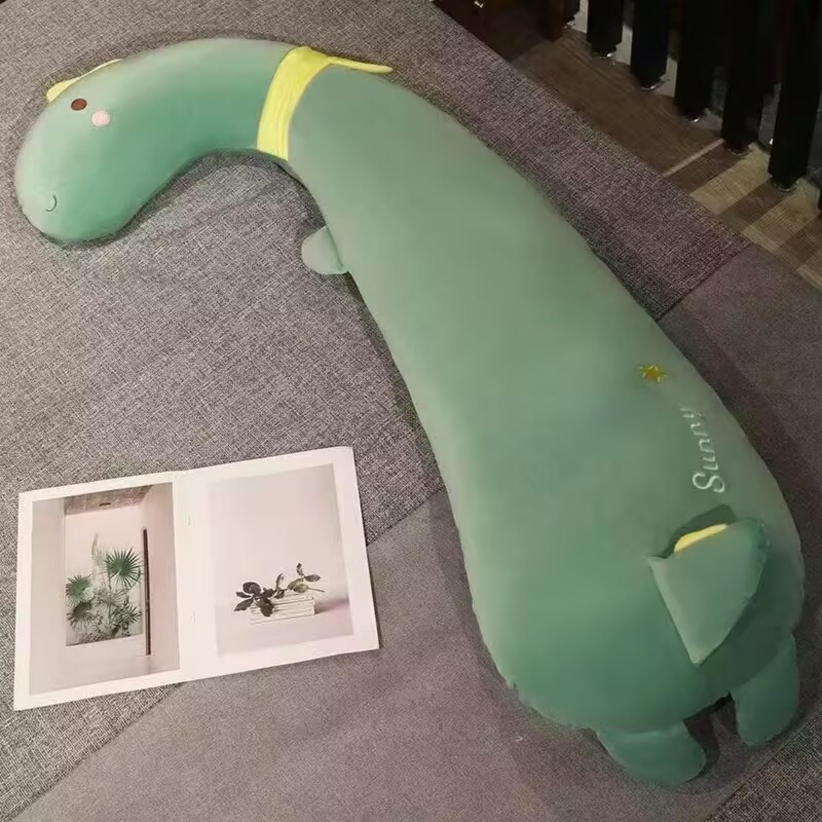 AMOSIJOY Riesen Gans Kuscheltier 100-160cm, Langes Seitenschläferkissen Plüschtier, Kawaii Körperkissen Schlafkissen, Weiches Ente Stofftier Sofa Deko, Geschenk für Mädchen Erwachsene (B,130cm)