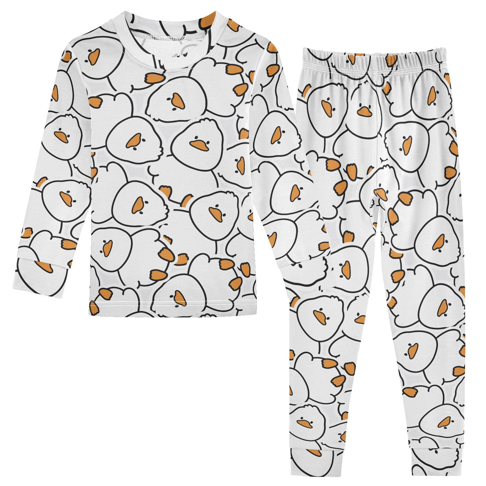 JHKKU Cute Duck Pajamas Set Cotton 2 Piece Soft Comfy Pjs Long Sleeve Lounge Sleepwear 3T
