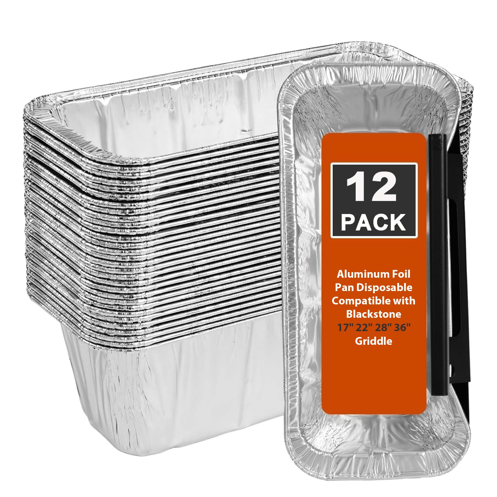 Grease Cup Liners Compatible with Blackstone Griddle 5017 - Griddle Accessories Disposable Grill Tray, Aluminum Foil Drip Pan Grease Catcher Cup Liner for 17, 22, 28, 36 Inch, 12 Pack