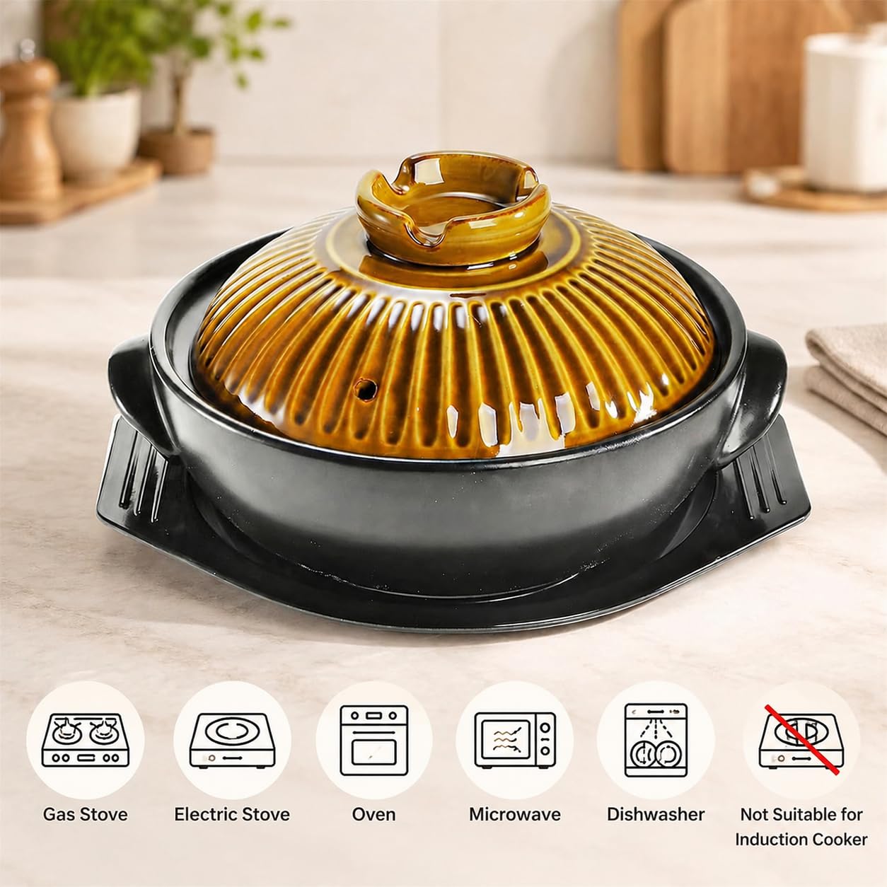 Amazon.com: Okllen Large Korean Ceramic Bowl with Lid and Platter