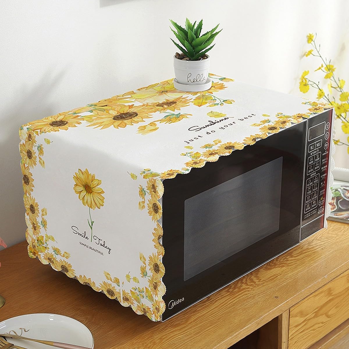 DOCAT Dust-Proof Microwave Oven Cover for Kitchen Decor Durable Modern Design Kitchen Accessories - 100 * 35cm (Sunflower)