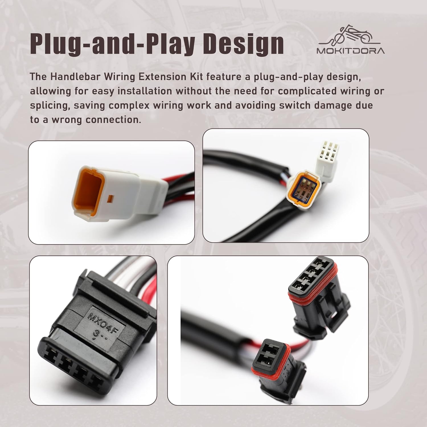 MoKitDora 10" CAN-Bus Extensions & 6" TBW Handlebar Wiring Kit Compatible with 2016-up Harley Softail Touring