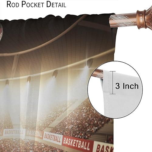 Vista 22 de Boys Sports Curtains Basketball Football Baseball Flame Pattern Printed Curtains Kids and Teenagers' Bedroom Living Room Blackout Curtains W42 * L54
