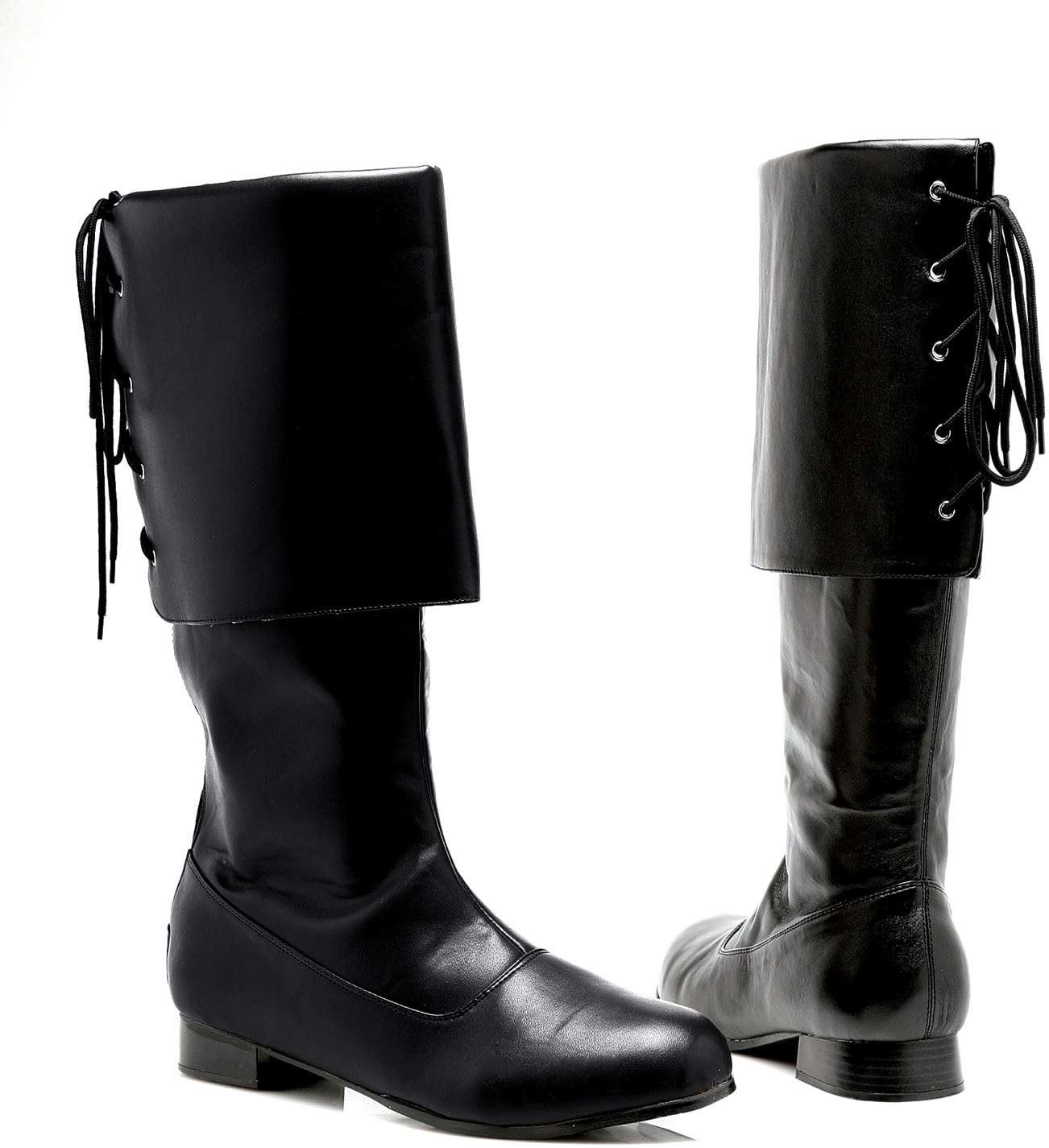 Ellie Shoes Men's Sparrow Pirate Costume Boots - Buccaneer Shoes Black Patent L