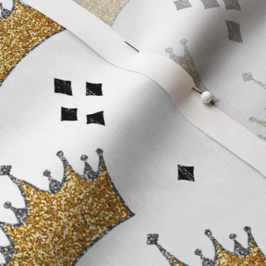 Spoonflower Fabric - Crowns Diamonds Crown King Gold Royal Kids Printed on Cotton Poplin Fabric by The Yard - Sewing Shirting Quilting Dresses Apparel Crafts