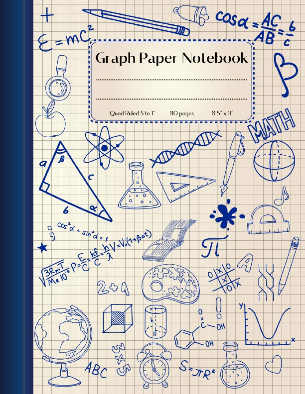 Graph Paper Notebook Quad Ruled 110 pages 8.5 x 11 inch: Math and Science Graph Composition Notebook, Handwriting Practice Paper for Students, Blank ... (5 squares per inch) 8.5’’ x 11’’, 110 pages